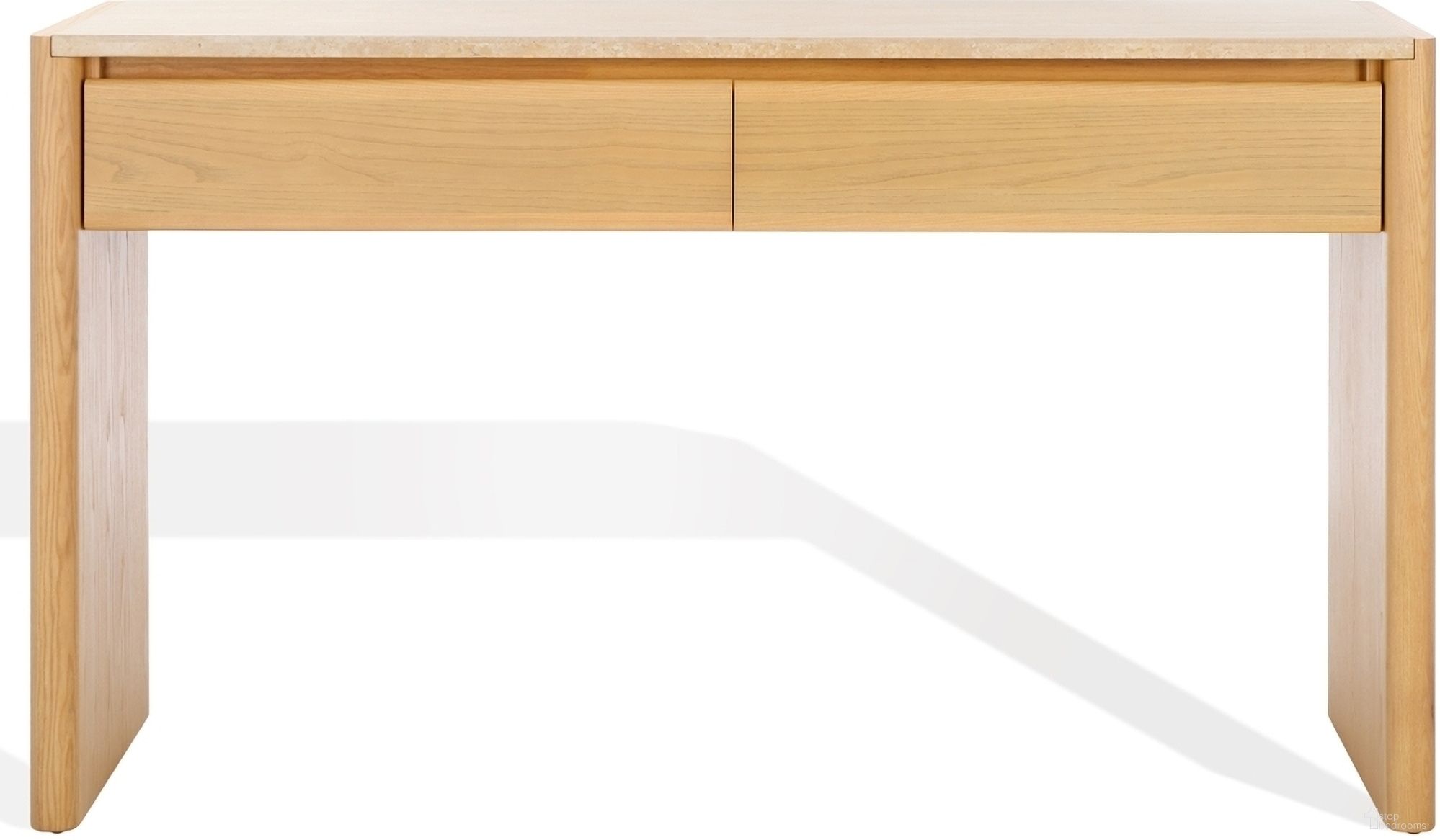 The appearance of Bellarose Travert Console Table In Natural and Travertine designed by Safavieh Couture in the modern / contemporary interior design. This natural and travertine piece of furniture was selected by 1StopBedrooms from Bellarose Collection to add a touch of cosiness and style into your home. Sku: SFV7230A. Material: Wood.