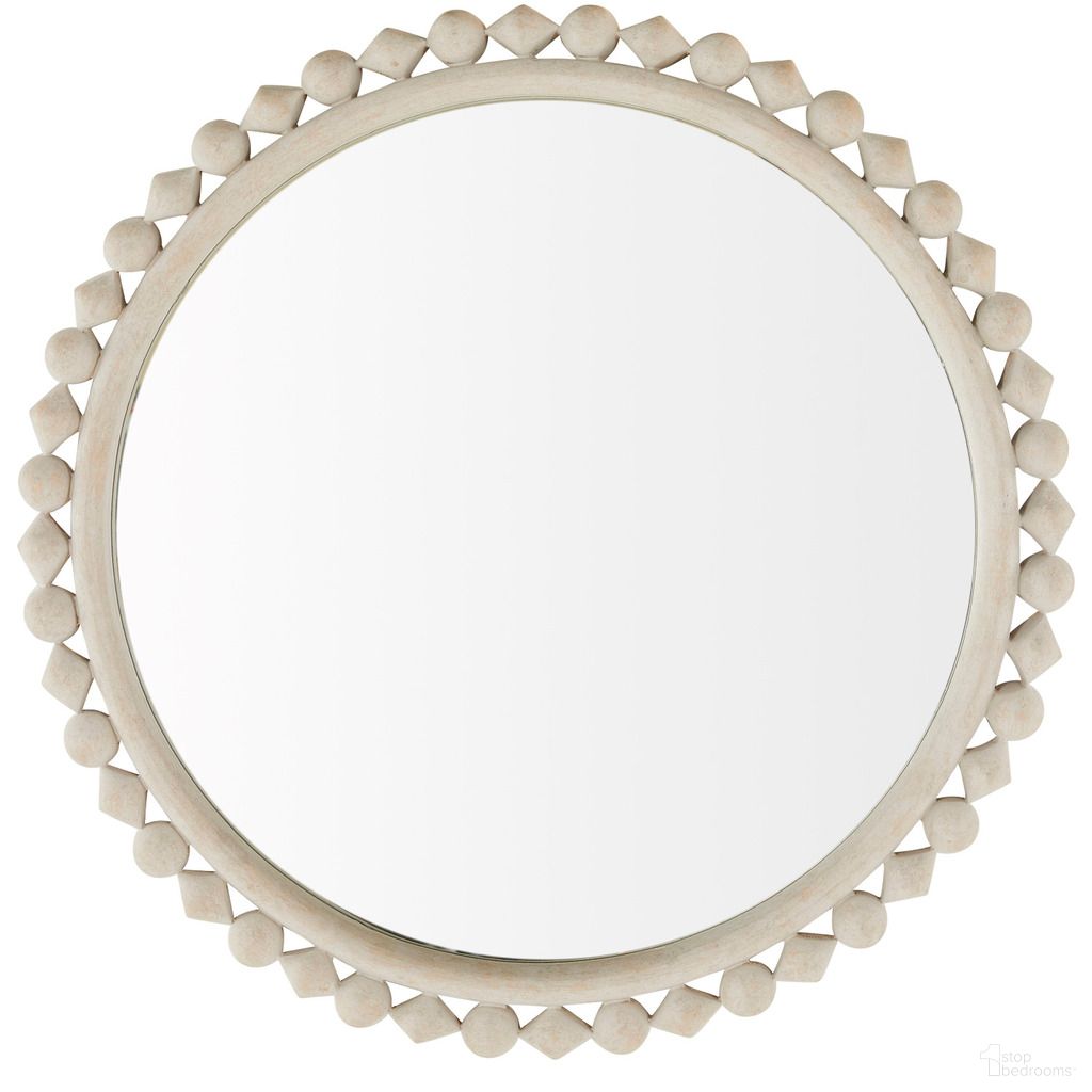 The appearance of Belle 28 Inch Round Mirror In Distressed White and Clear designed by Gabby in the transitional interior design. This distressed white/clear piece of furniture was selected by 1StopBedrooms from Belle Collection to add a touch of cosiness and style into your home. Sku: SCH-175207. Material: Resin.