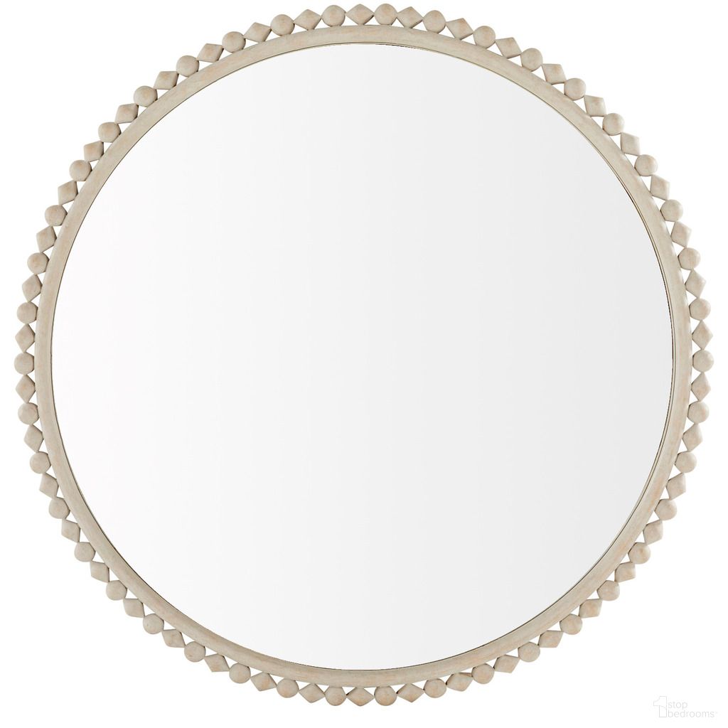 The appearance of Belle 48 Inch Round Mirror In Distressed White and Clear designed by Gabby in the transitional interior design. This distressed white/clear piece of furniture  was selected by 1StopBedrooms from Belle Collection to add a touch of cosiness and style into your home. Sku: SCH-175208. Material: Resin.