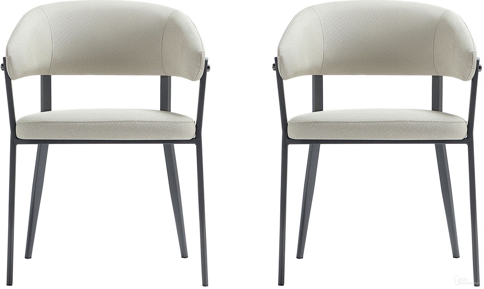 The appearance of Belle Dining Chair Set of 2 In Oatmeal designed by Manhattan Comfort in the modern / contemporary interior design. This oatmeal piece of furniture  was selected by 1StopBedrooms from Belle Collection to add a touch of cosiness and style into your home. Sku: DC099-OT;DC099-OT. Material: Metal. Chair Type: Arm Chair.