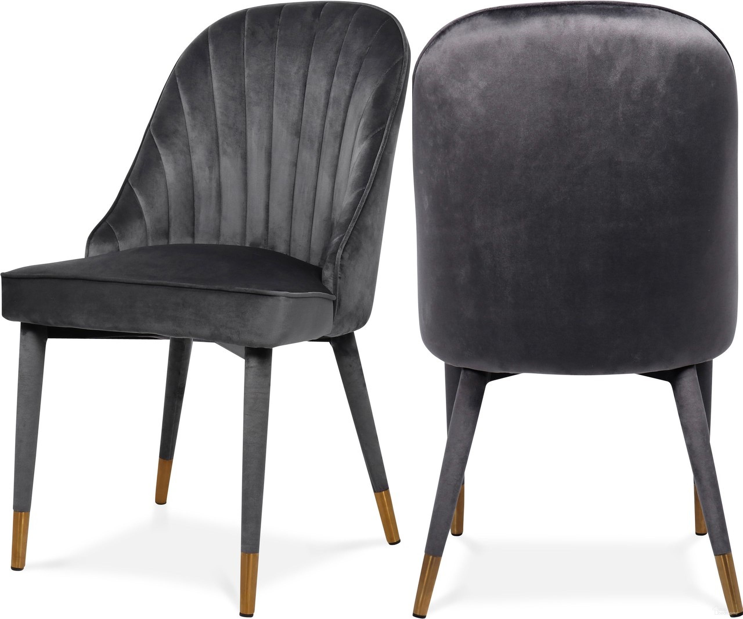 Belle Velvet Dining Chair Set of 2 In Grey