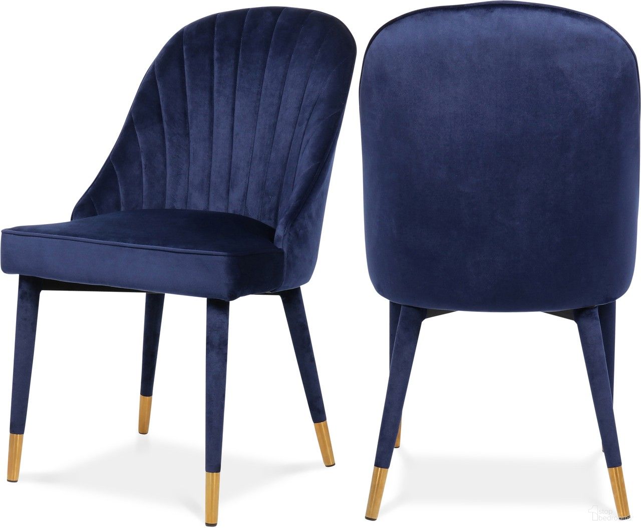 Belle Velvet Dining Chair Set of 2 In Navy