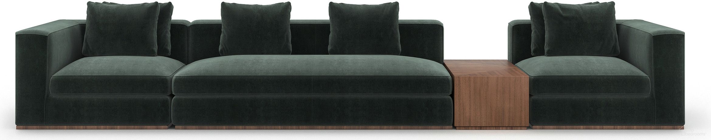 The appearance of Bello 4 Piece Sectional In Green designed by Caracole in the modern / contemporary interior design. This green piece of furniture was selected by 1StopBedrooms from Bello Collection to add a touch of cosiness and style into your home. Sku: CLA-024-4018;UPH-024-AS1-A;UPH-024-CRL1-A;UPH-024-CRR1-A. Material: Velvet.
