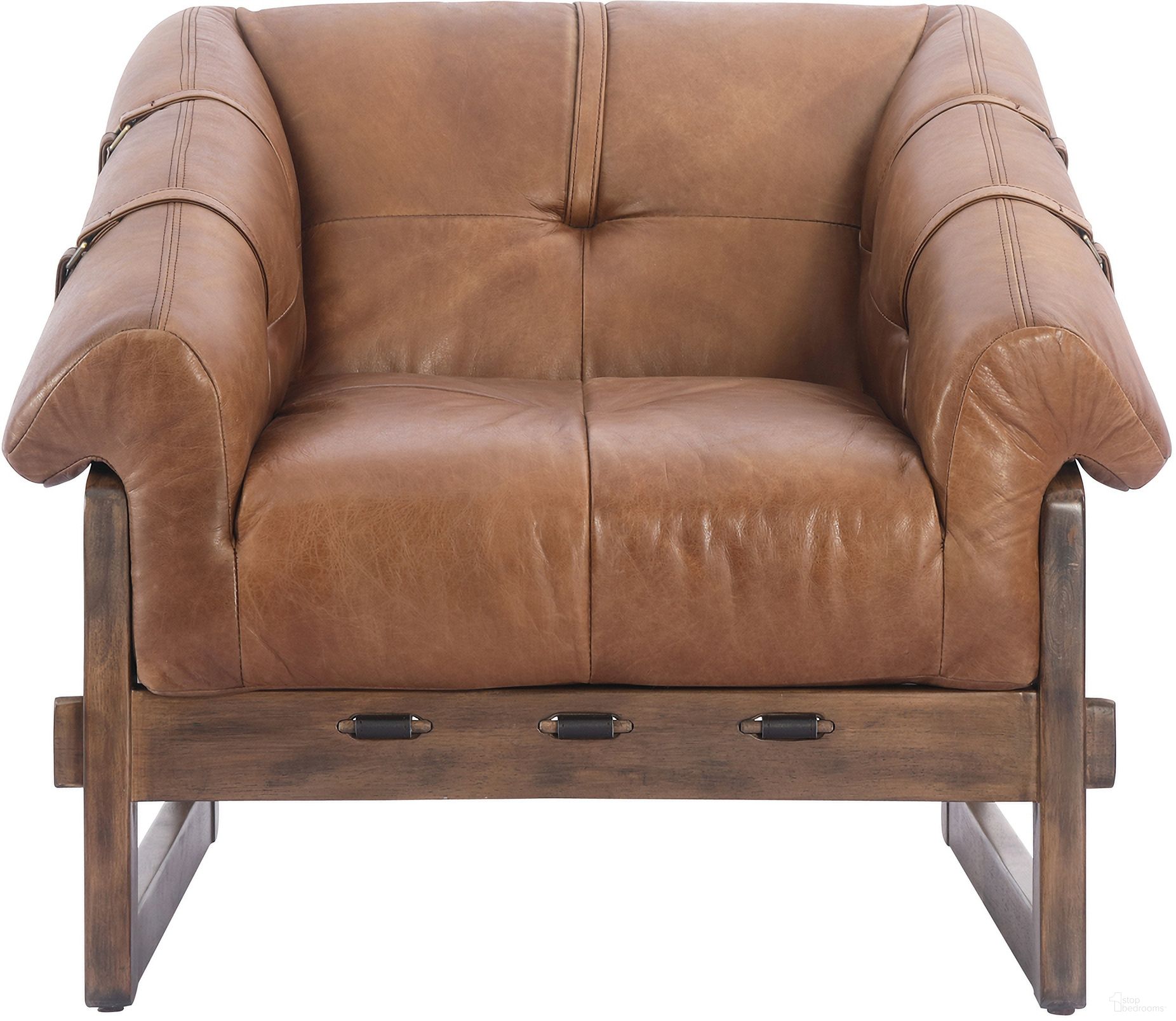 Bellos Accent Chair With Open Road Leather In Brown
