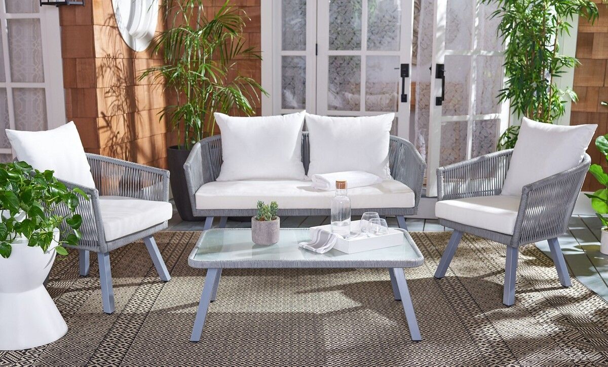 The appearance of Belmi 4Pc Rope Living Set in Grey and Beige designed by Safavieh in the modern / contemporary interior design. This grey and beige piece of furniture was selected by 1StopBedrooms from Belmi Collection to add a touch of cosiness and style into your home. Sku: PAT7517A. Material: Steel.