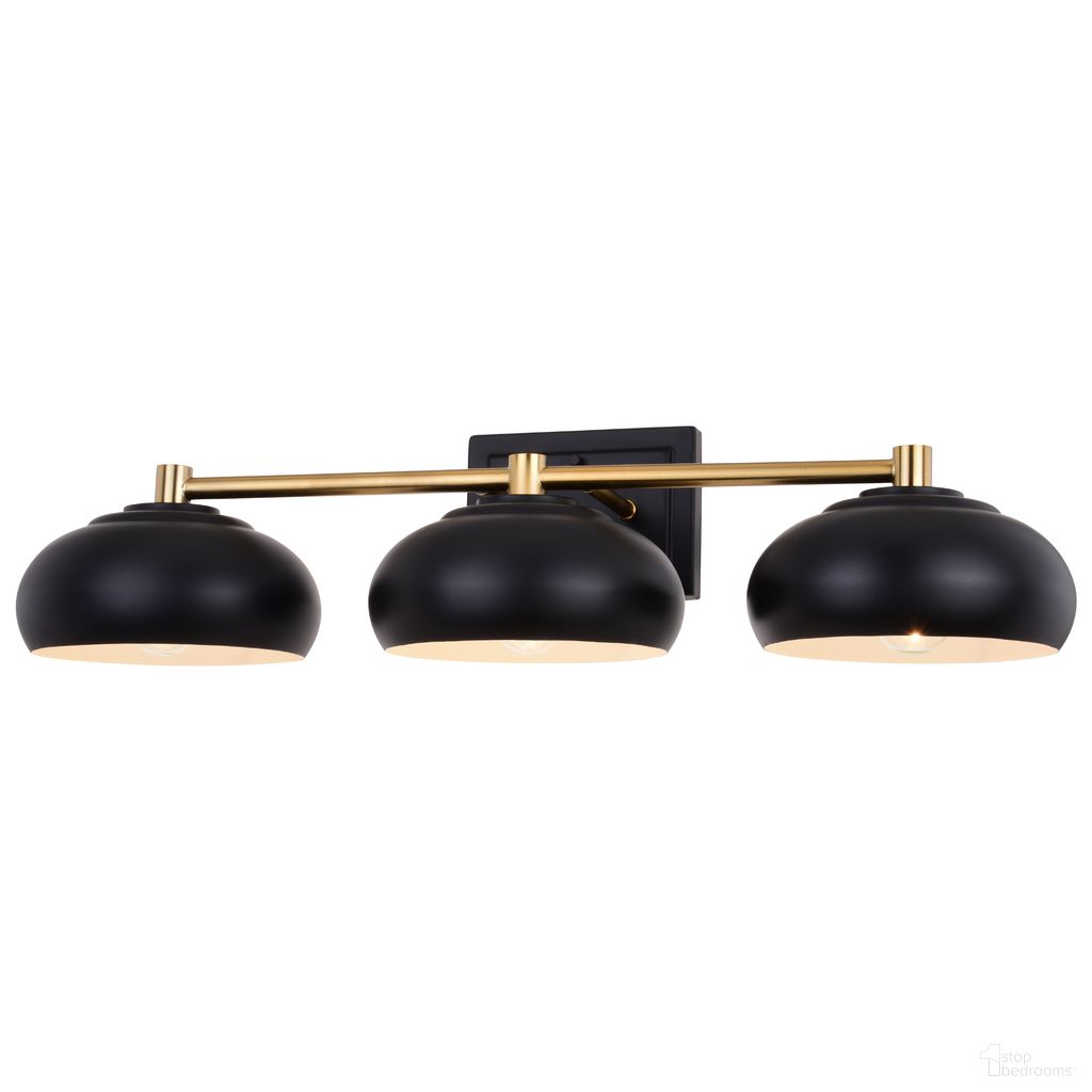 The appearance of Belmont 3 Light Vanity In Matte Black and Satin Brass designed by Vaxcel in the modern / contemporary interior design. This matte black/satin brass piece of furniture  was selected by 1StopBedrooms from Belmont Collection to add a touch of cosiness and style into your home. Sku: W0385. Material: Steel.