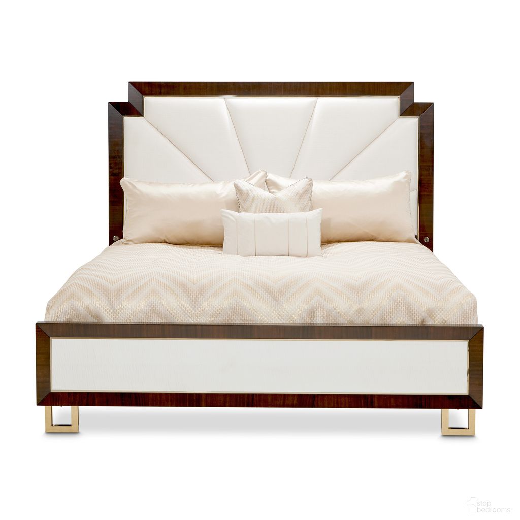 The appearance of Belmont Place California King Upholstered Bed In Espresso designed by Michael Amini in the transitional interior design. This espresso piece of furniture was selected by 1StopBedrooms from Belmont Place Collection to add a touch of cosiness and style into your home. Sku: N9085014-409;N9085134-409;9000238-00. Bed Size: California King. Material: Solid Wood. Bed Type: Upholstered Bed.