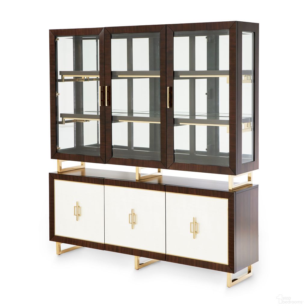 The appearance of Belmont Place China Cabinet In Espresso designed by Michael Amini in the modern / contemporary interior design. This espresso piece of furniture was selected by 1StopBedrooms from Belmont Place Collection to add a touch of cosiness and style into your home. Sku: N9085005-409;N9085006-409. Material: Poplar.
