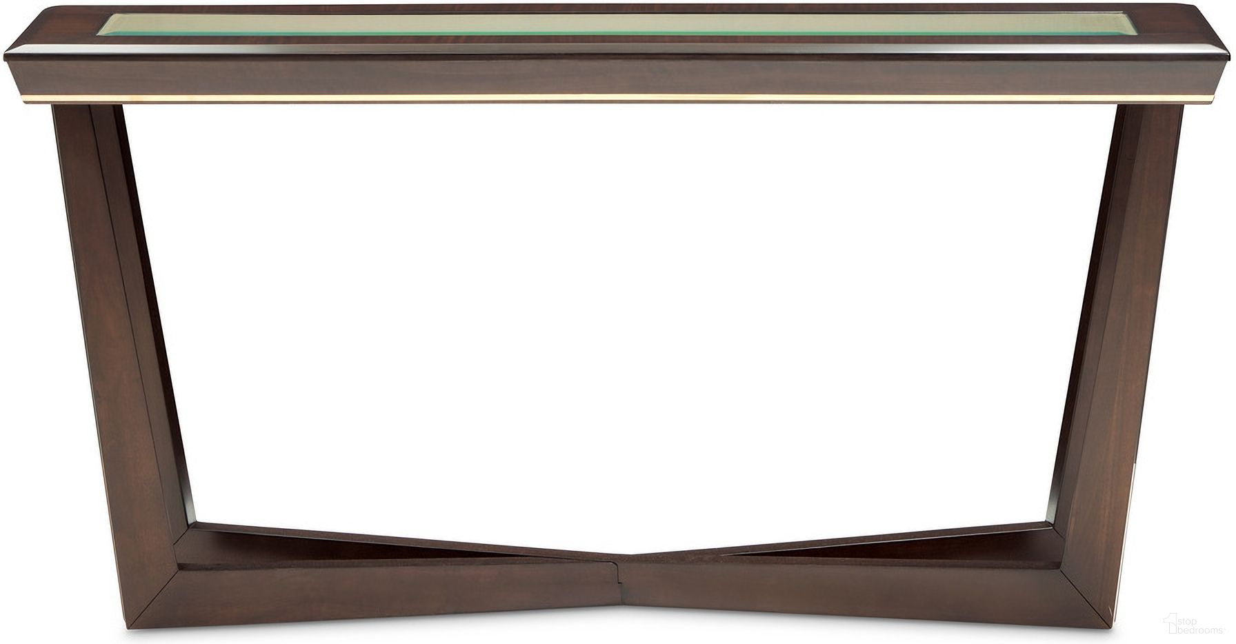 The appearance of Belmont Place Console Table In Espresso designed by Michael Amini in the modern / contemporary interior design. This espresso piece of furniture was selected by 1StopBedrooms from Belmont Place Collection to add a touch of cosiness and style into your home. Sku: N9085223-409. Material: Solid Wood.