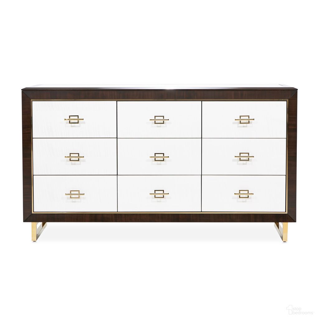 The appearance of Belmont Place Dresser In Espresso designed by Michael Amini in the transitional interior design. This espresso piece of furniture was selected by 1StopBedrooms from Belmont Place Collection to add a touch of cosiness and style into your home. Sku: N9085050SA-409. Material: Solid Wood.
