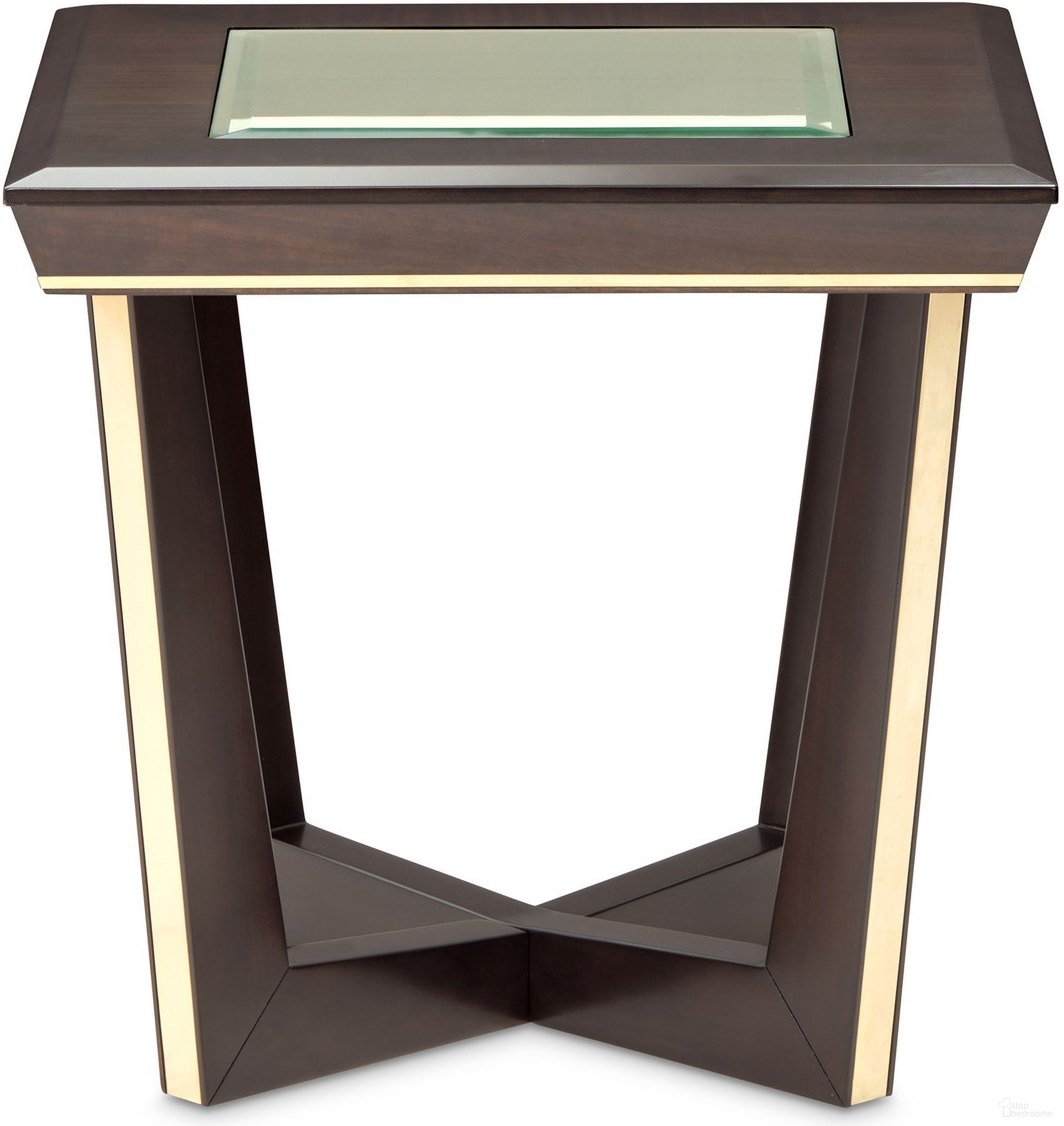 The appearance of Belmont Place End Table In Espresso designed by Michael Amini in the modern / contemporary interior design. This espresso piece of furniture was selected by 1StopBedrooms from Belmont Place Collection to add a touch of cosiness and style into your home. Sku: N9085202-409. Material: Solid Wood.
