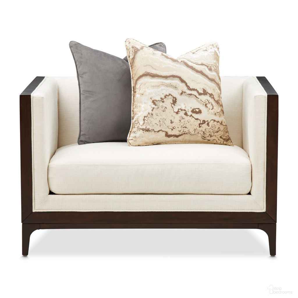 The appearance of Belmont Place Matching Chair In Cream and Espresso designed by Michael Amini in the modern / contemporary interior design. This cream and espresso piece of furniture was selected by 1StopBedrooms from Belmont Place Collection to add a touch of cosiness and style into your home. Sku: N9085835-CREAM-409. Material: Rubberwood.