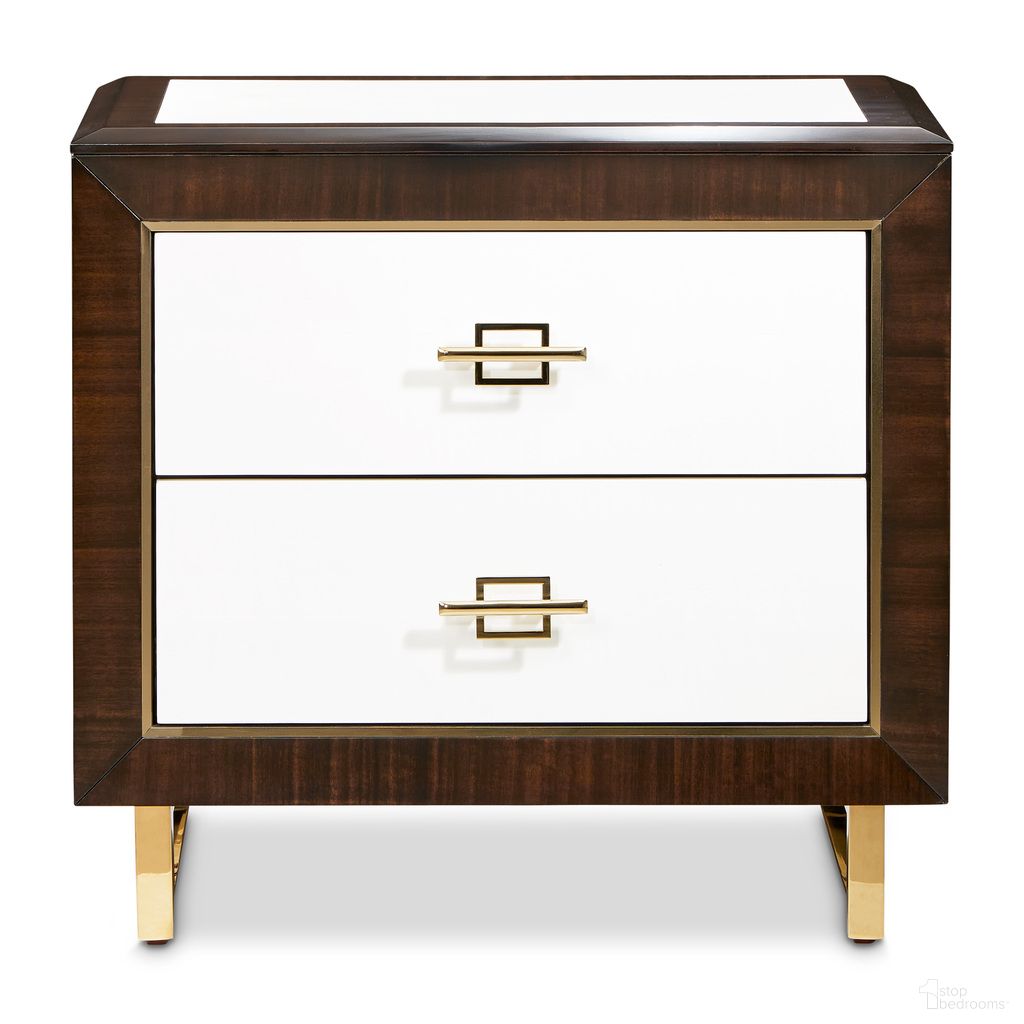The appearance of Belmont Place Nightstand In Espresso designed by Michael Amini in the transitional interior design. This espresso piece of furniture was selected by 1StopBedrooms from Belmont Place Collection to add a touch of cosiness and style into your home. Sku: N9085040-409. Material: Solid Wood.
