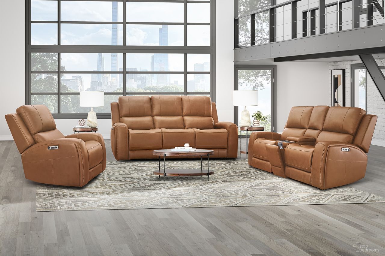 The appearance of Belmont Zero Gravity Power Reclining Living Room Set In Lyric Caramel designed by Parker House in the transitional interior design. This lyric caramel piece of furniture  was selected by 1StopBedrooms from Belmont Collection to add a touch of cosiness and style into your home. Sku: MBEL-832P3Z-LYCM;MBEL-822CP3ZT-LYCM. Material: Top Grain Leather.
