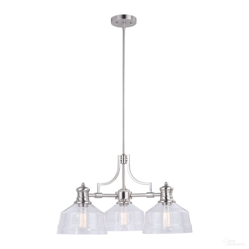 The appearance of Beloit 3L Chandelier In Satin Nickel designed by Vaxcel in the country / farmhouse interior design. This satin nickel piece of furniture  was selected by 1StopBedrooms from Beloit Collection to add a touch of cosiness and style into your home. Sku: H0220. Material: Steel.