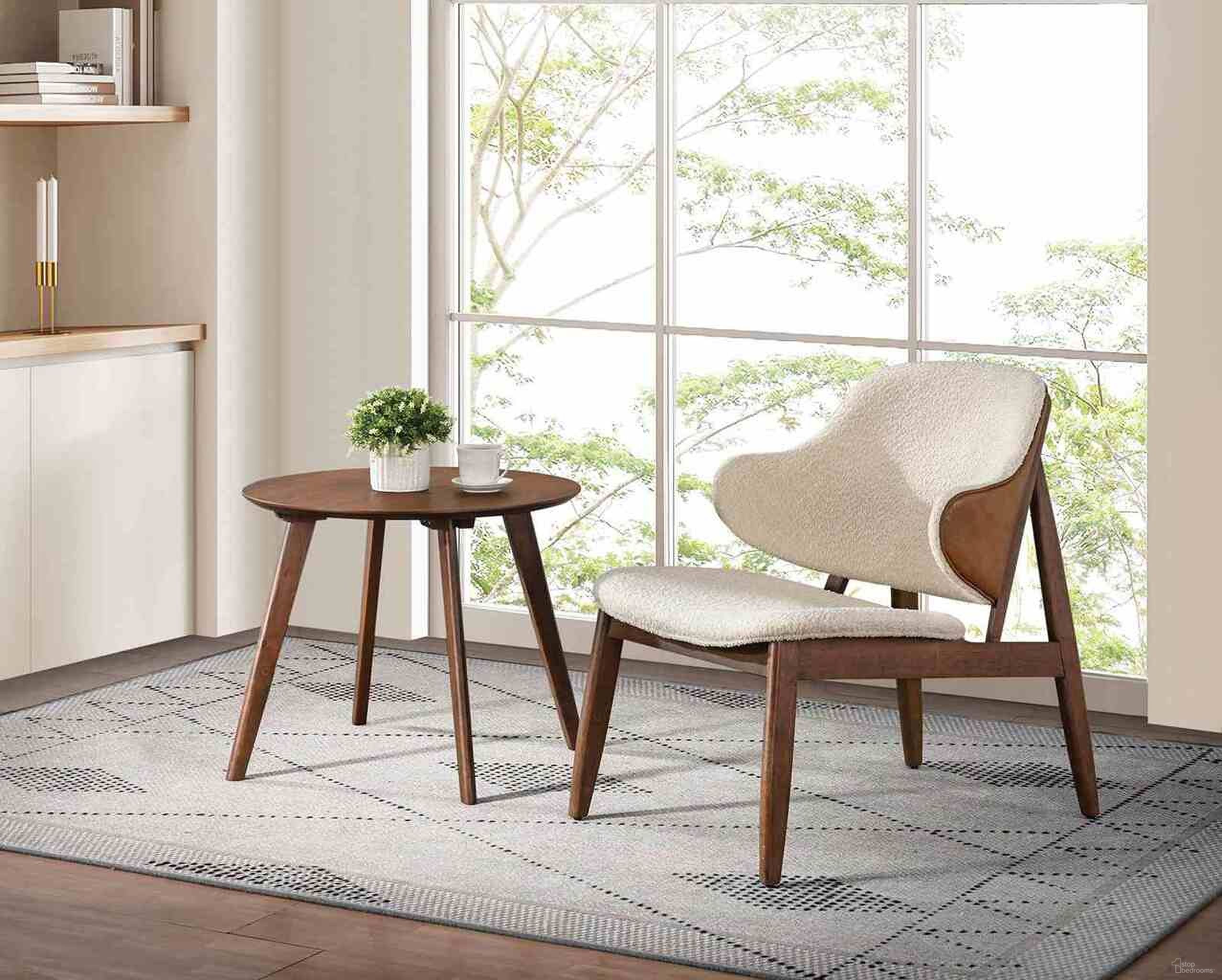 The appearance of Belp Accent Chair In Walnut and Beige designed by Furniture of America in the modern / contemporary interior design. This walnut and beige piece of furniture  was selected by 1StopBedrooms from Belp Collection to add a touch of cosiness and style into your home. Sku: FM-AC201WN. Material: Fabric.