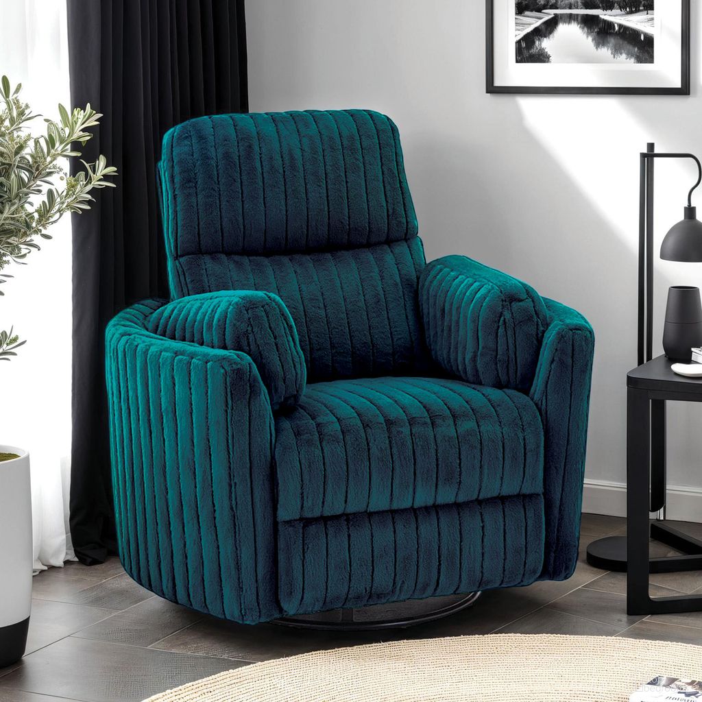 The appearance of Belper Power Glider Recliner with Swivel In Dark Teal designed by Furniture of America in the modern / contemporary interior design. This dark teal piece of furniture was selected by 1StopBedrooms from Belper Collection to add a touch of cosiness and style into your home. Sku: FM-AC8018TL-PM. Material: Fabric.