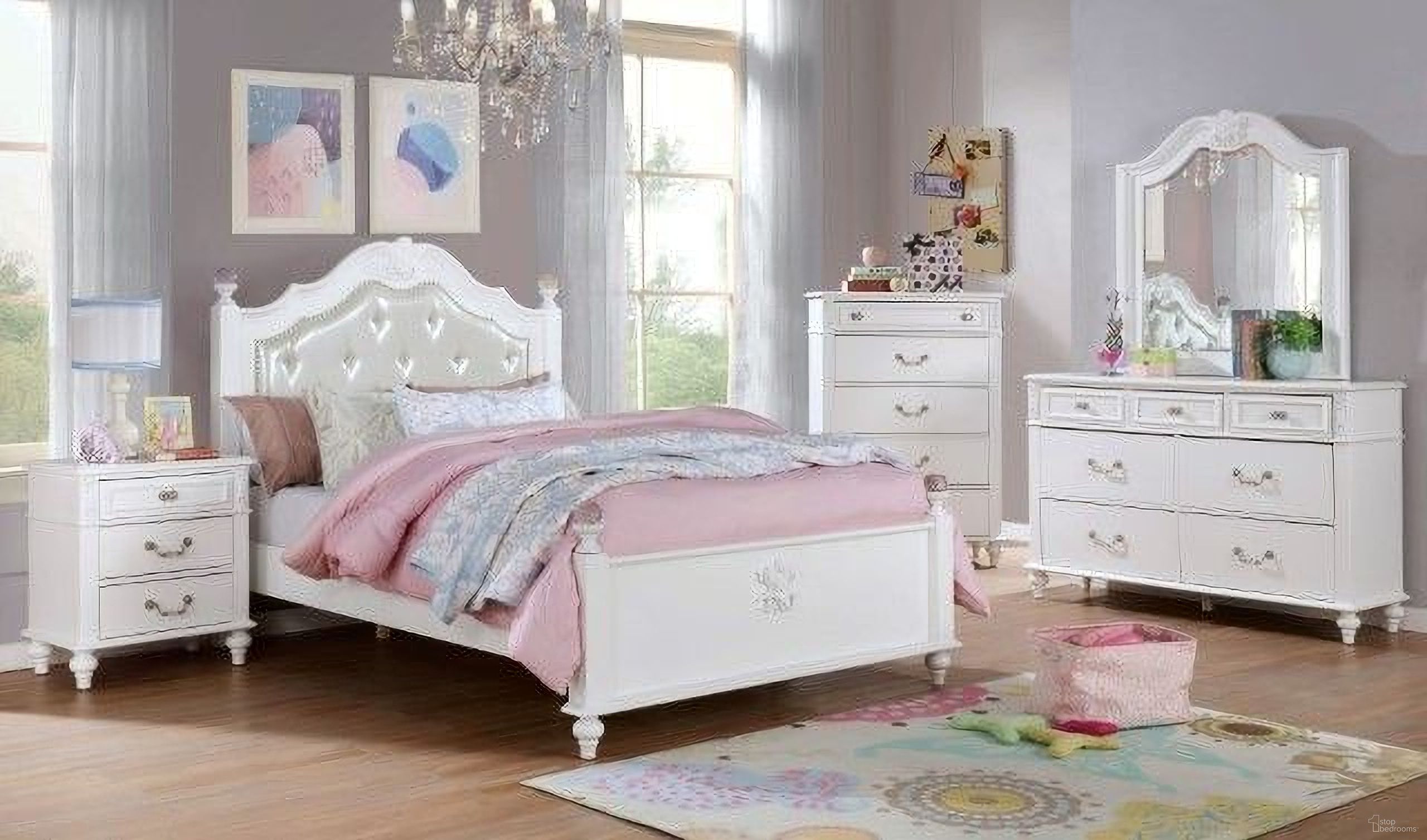 The appearance of Belva White Youth Panel Bedroom Set designed by Furniture of America in the transitional interior design. This white piece of furniture was selected by 1StopBedrooms from Belva Collection to add a touch of cosiness and style into your home. Sku: CM7174T-HB;CM7174T-FB;CM7174T-R;CM7174N. Bed Type: Poster Bed. Material: Wood. Bed Size: Twin.