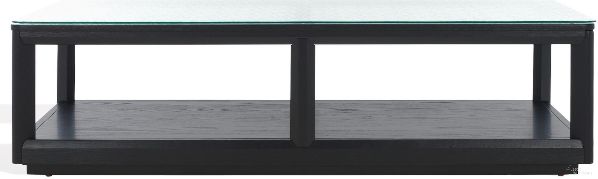 The appearance of Benecarlo Glass Top Coffee Table In Clear and Black designed by Safavieh Couture in the modern / contemporary interior design. This clear/black piece of furniture  was selected by 1StopBedrooms from Benecarlo Collection to add a touch of cosiness and style into your home. Sku: SFV2159B. Material: Rubberwood.