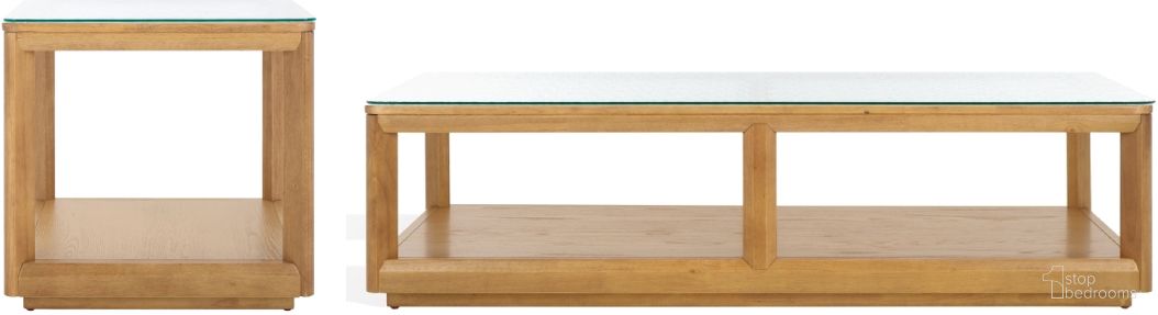 Benecarlo Glass Top Occasional Table Set In Clear and Natural