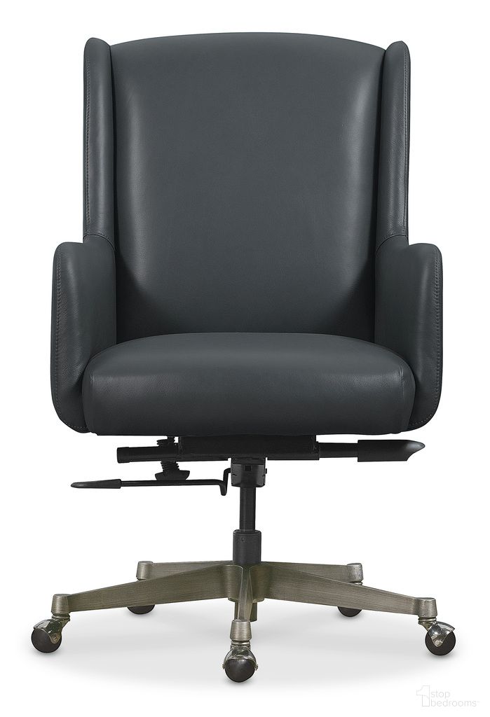 The appearance of Benito Executive Swivel Tilt Chair In Blue designed by Hooker in the transitional interior design. This blue piece of furniture was selected by 1StopBedrooms from EC Collection to add a touch of cosiness and style into your home. Sku: EC820-049. Material: Leather.