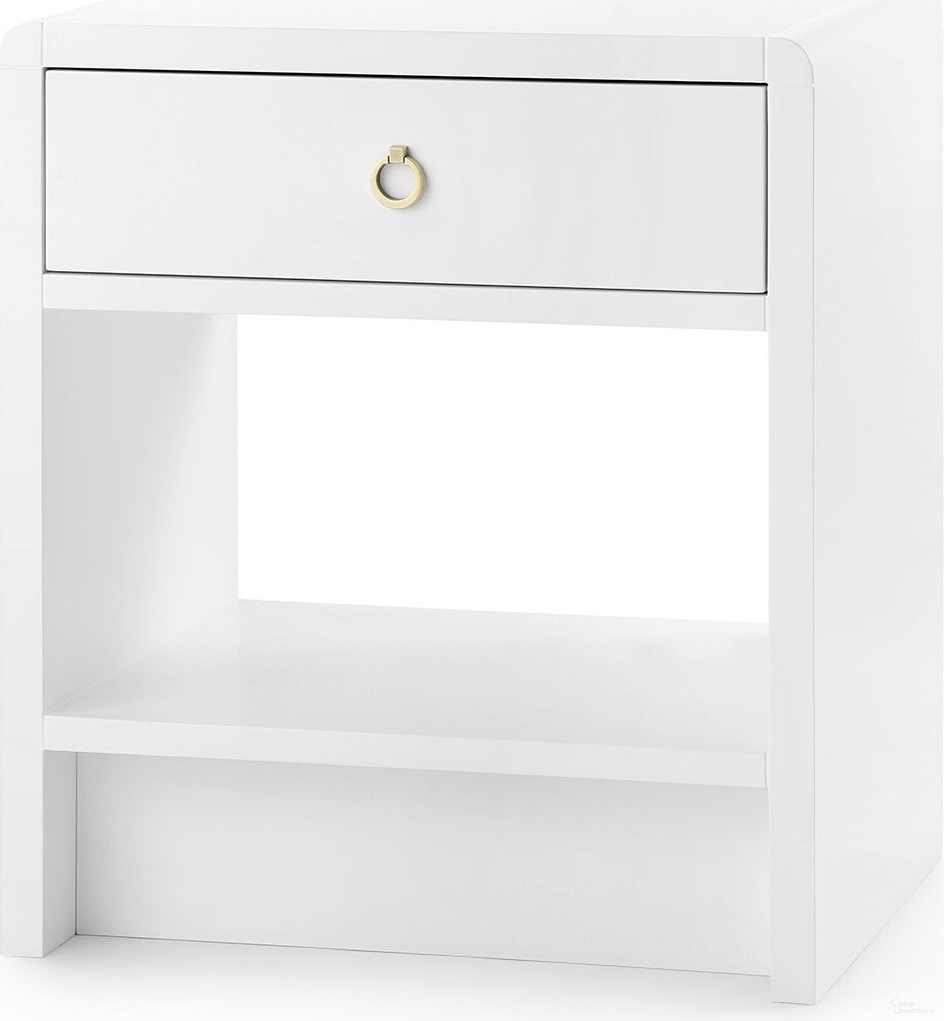Benjamin 1-Drawer Side Table In White Pearl