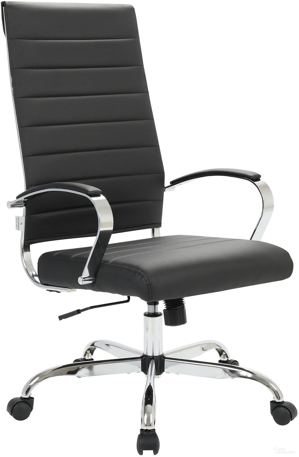 The appearance of Benmar High Back Leather Office Chair In Black designed by LeisureMod in the transitional interior design. This black piece of furniture was selected by 1StopBedrooms from Benmar Collection to add a touch of cosiness and style into your home. Sku: BOT19BLL. Material: Faux Leather.