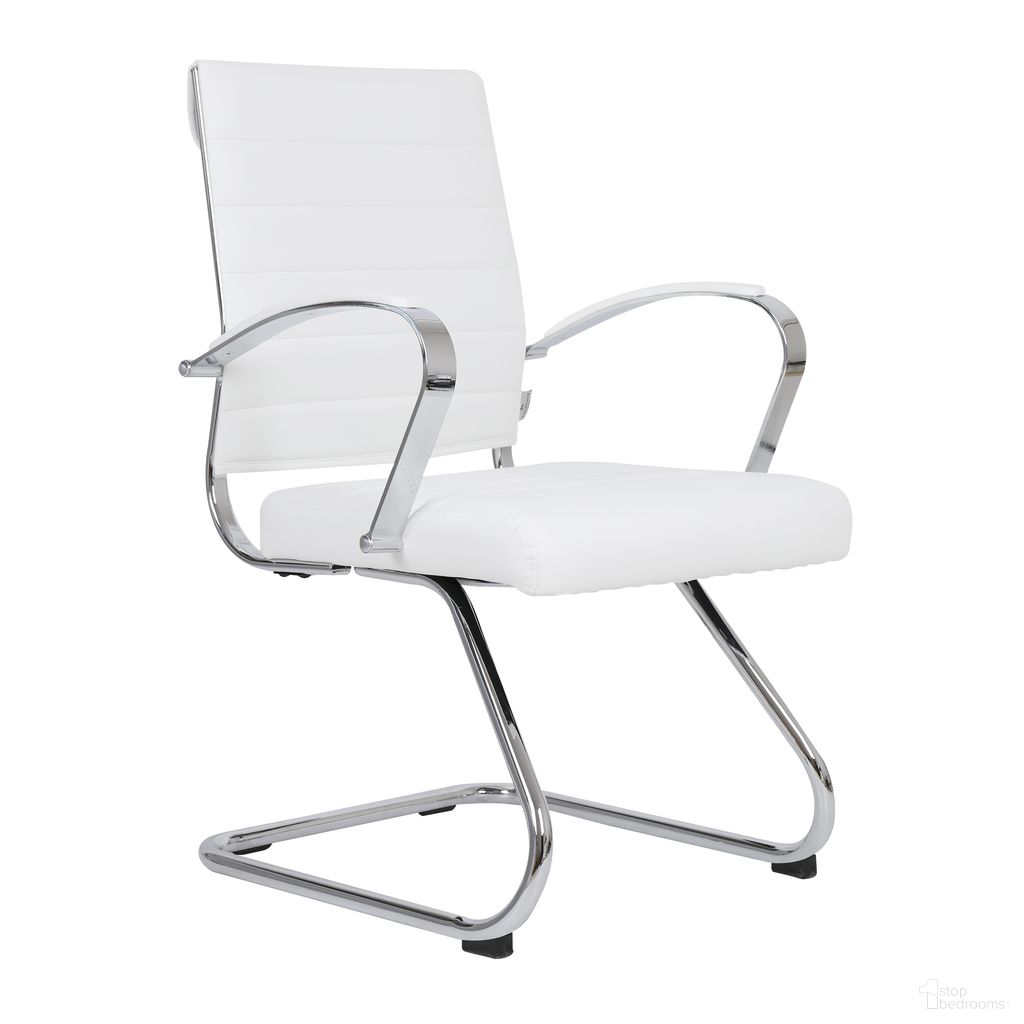 The appearance of Benmar Home Leather Guest Office Chair In White designed by LeisureMod in the modern / contemporary interior design. This white piece of furniture  was selected by 1StopBedrooms from Benmar Collection to add a touch of cosiness and style into your home. Sku: BGO19WL. Material: Faux Leather.