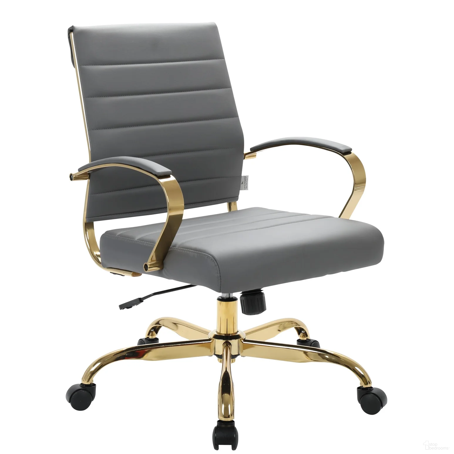 The appearance of Benmar Home Leather Office Chair With Gold Frame In Grey designed by LeisureMod in the modern / contemporary interior design. This grey piece of furniture was selected by 1StopBedrooms from Benmar Collection to add a touch of cosiness and style into your home. Sku: BOG19GRL. Material: Leather.