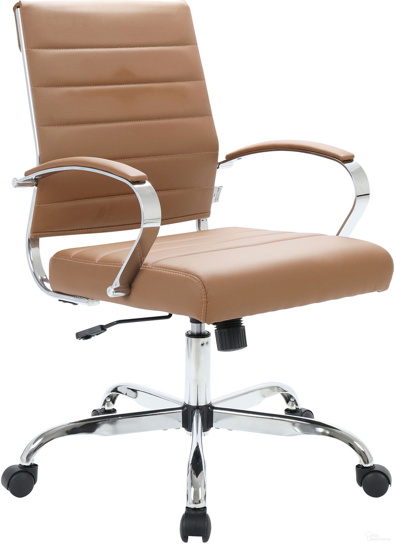 The appearance of Benmar Leather Office Chair In Brown designed by LeisureMod in the transitional interior design. This brown piece of furniture was selected by 1StopBedrooms from Benmar Collection to add a touch of cosiness and style into your home. Sku: BO19BRL. Material: Faux Leather.