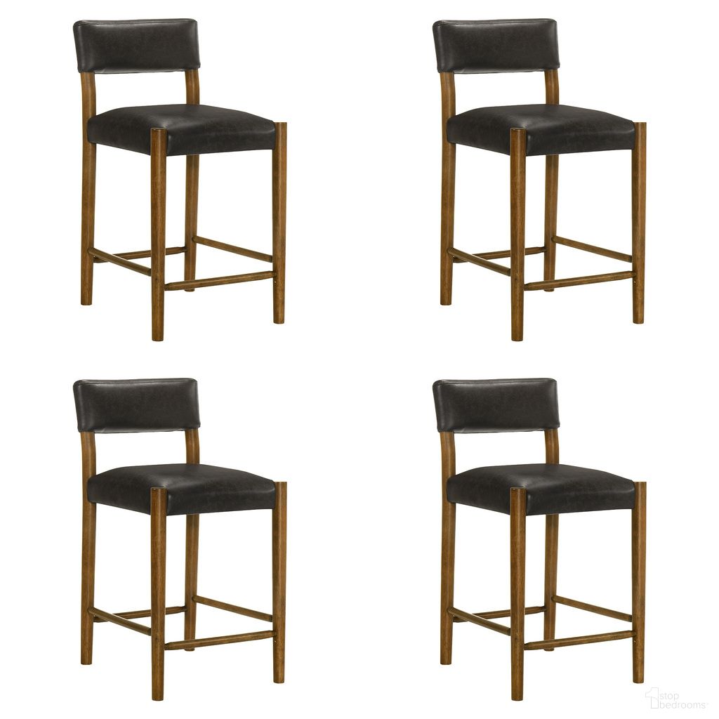 The appearance of Bennet Counter Height Bar Stool Set of 4 In Natural and Black designed by Armen Living in the modern / contemporary interior design. This natural/black piece of furniture was selected by 1StopBedrooms from Bennet Collection to add a touch of cosiness and style into your home. Sku: LCBTBABROK26;LCBTBABROK26. Material: PU.