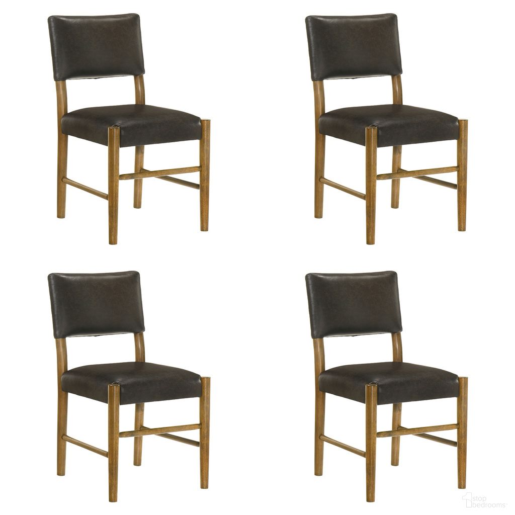 The appearance of Bennet Dining Chair Set of 4 In Natural and Black designed by Armen Living in the modern / contemporary interior design. This natural/black piece of furniture was selected by 1StopBedrooms from Bennet Collection to add a touch of cosiness and style into your home. Sku: LCBTSIBROK;LCBTSIBROK. Material: PU. Chair Type: Side Chair.
