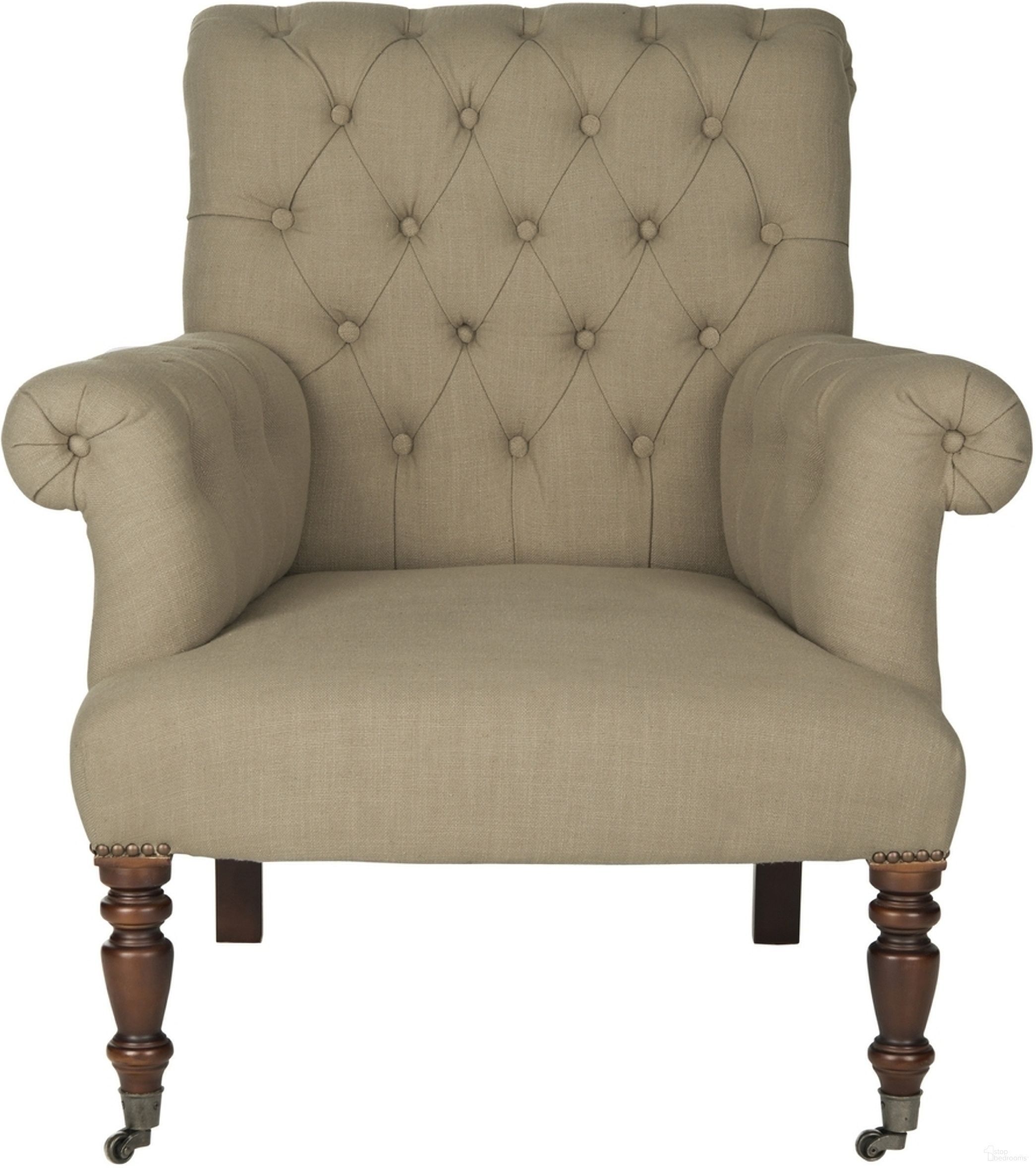 The appearance of Bennet True Taupe Club Chair designed by Safavieh in the modern / contemporary interior design. This taupe piece of furniture  was selected by 1StopBedrooms from Safavieh MCR Collection to add a touch of cosiness and style into your home. Sku: MCR4737A. Material: Stainless Steel.