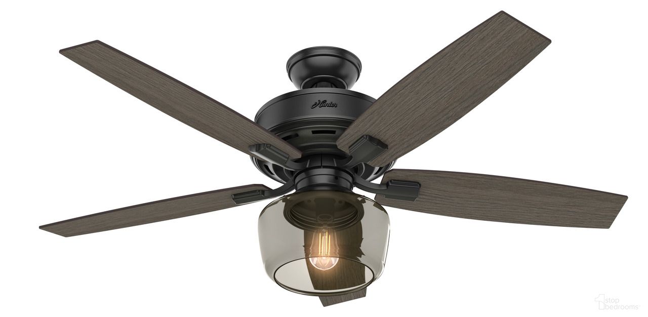 The appearance of Bennett 52 Inch Ceiling Fan with LED Light Kit and Handheld Remote In Matte Black and Greyed Walnut designed by Hunter Fan in the rustic / southwestern interior design. This matte black/greyed walnut piece of furniture  was selected by 1StopBedrooms from Bennett Collection to add a touch of cosiness and style into your home. Sku: 54187. Material: Composite.