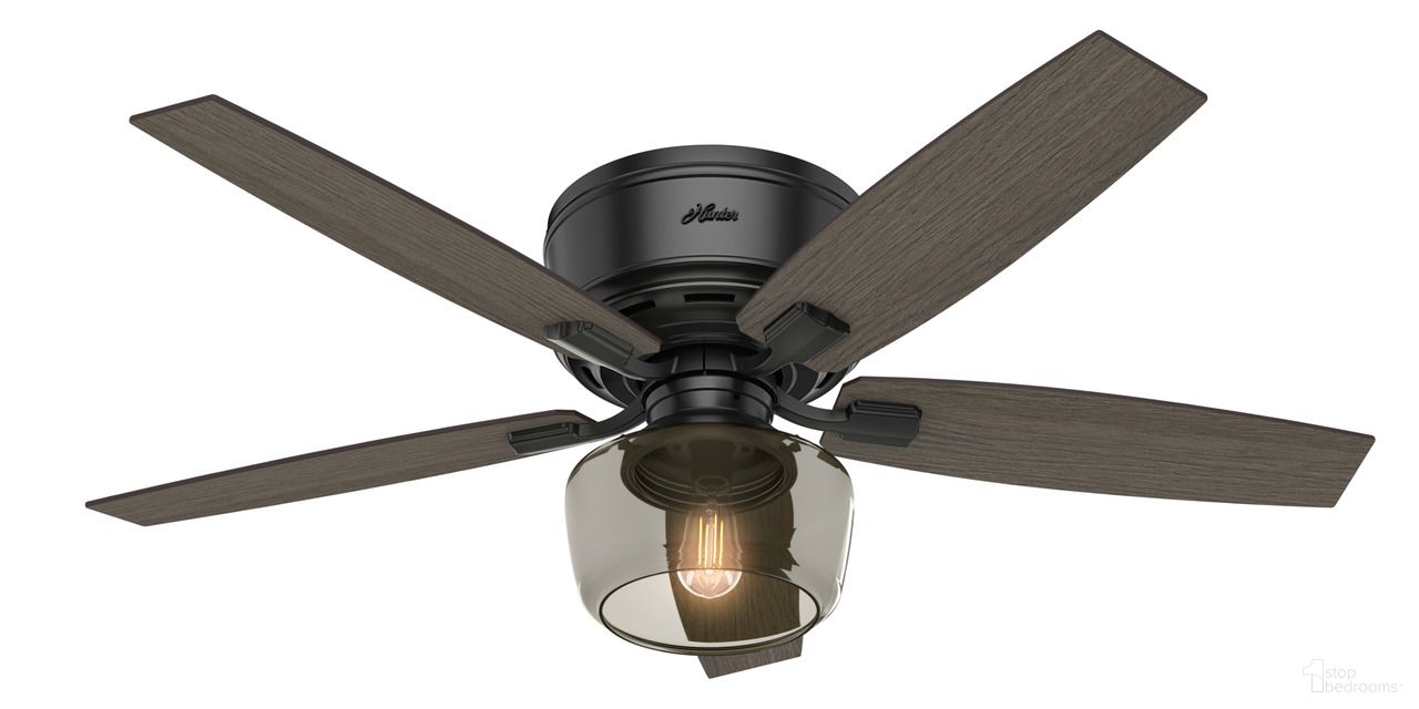 The appearance of Bennett 52 Inch Low Profile Ceiling Fan with LED Light Kit and Handheld Remote In Matte Black and Greyed Walnut designed by Hunter Fan in the rustic / southwestern interior design. This matte black/greyed walnut piece of furniture  was selected by 1StopBedrooms from Bennett Collection to add a touch of cosiness and style into your home. Sku: 53393. Material: Composite.