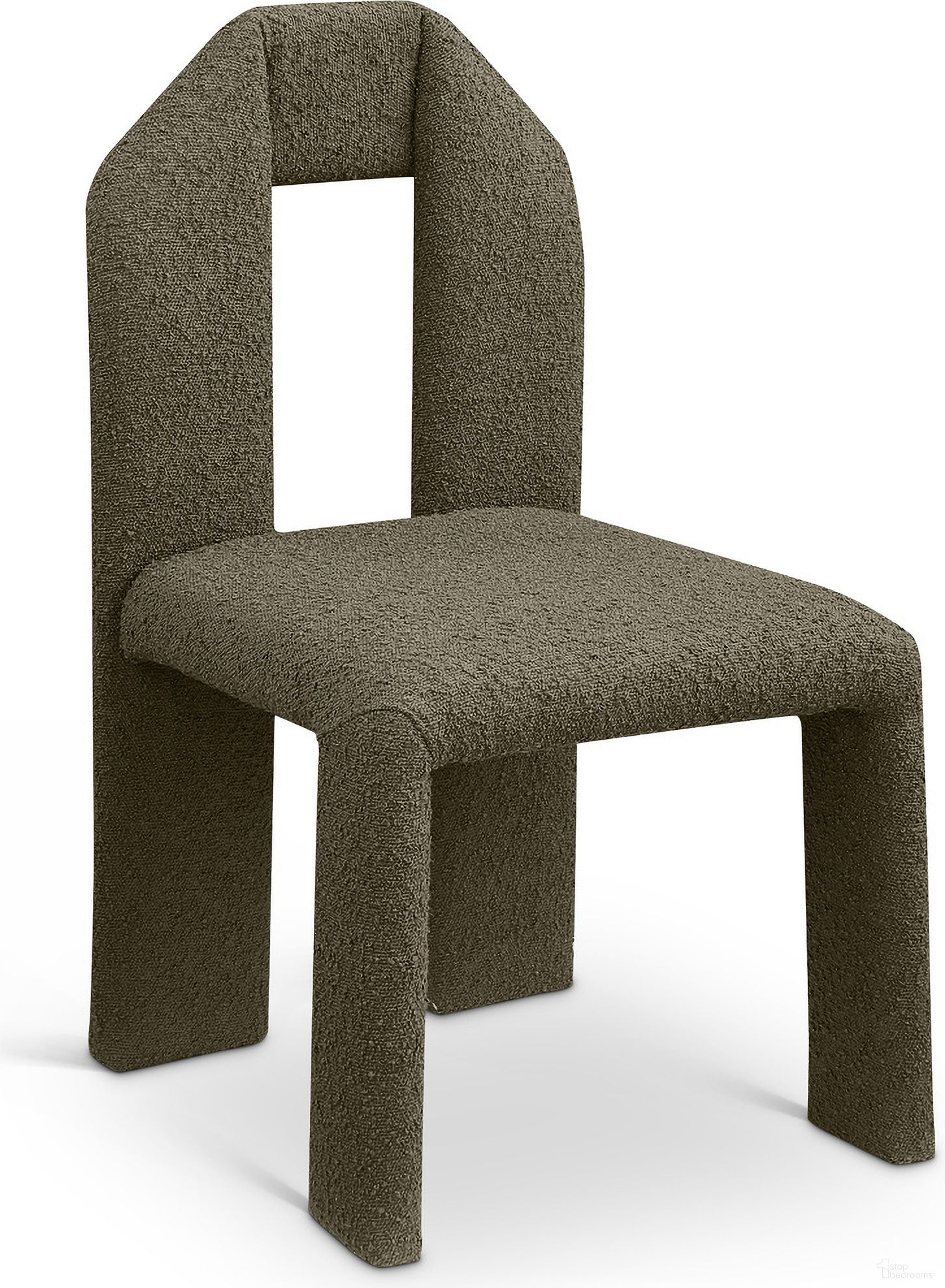 The appearance of Bennett Boucle Fabric Dining Chair Set of 2 In Olive designed by Meridian in the modern / contemporary interior design. This olive piece of furniture  was selected by 1StopBedrooms from Bennett Collection to add a touch of cosiness and style into your home. Sku: 997Olive-C. Material: Boucle Fabric. Chair Type: Side Chair.