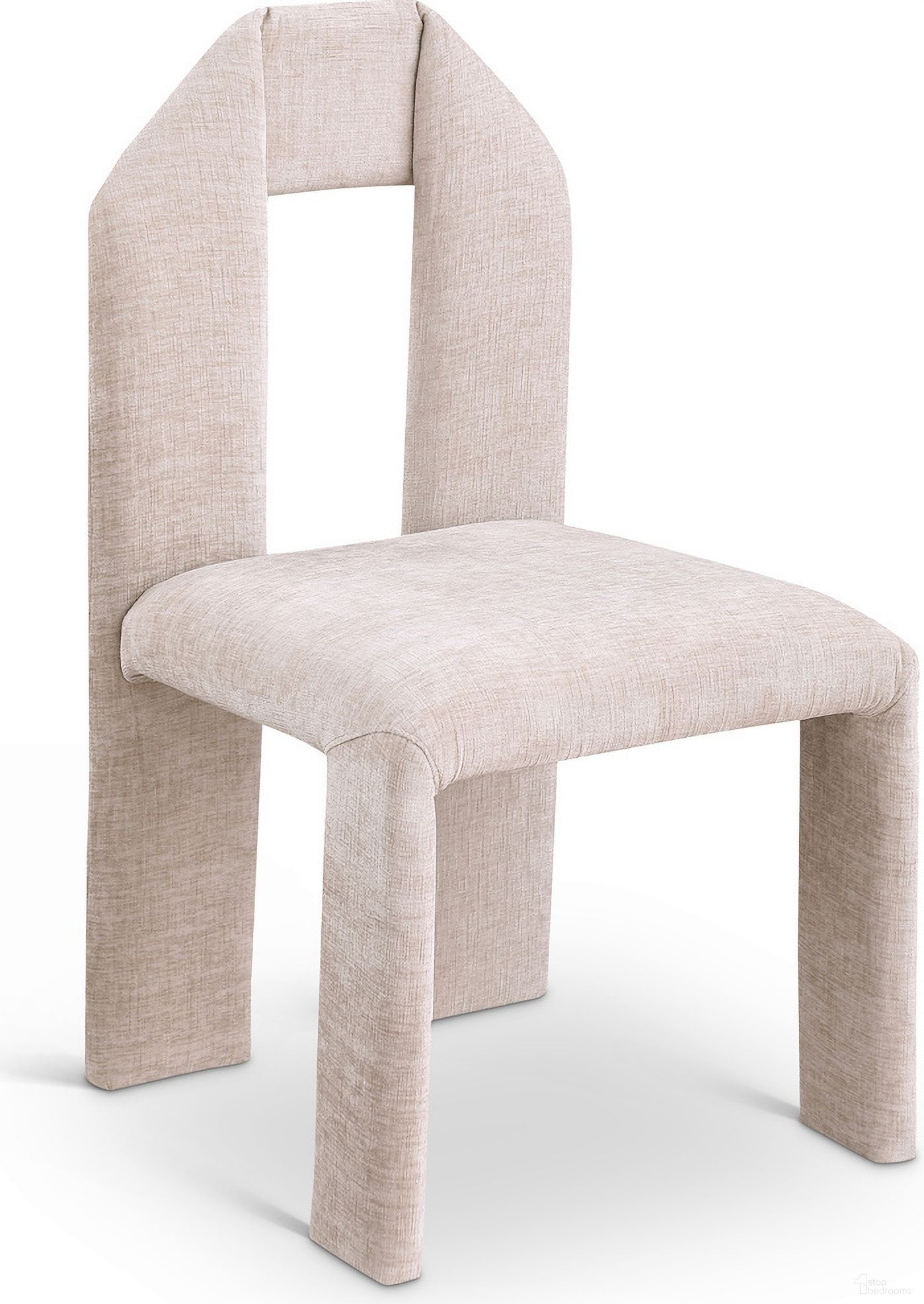 The appearance of Bennett Chenille Fabric Dining Chair Set of 2 In Beige designed by Meridian in the modern / contemporary interior design. This beige chenille piece of furniture  was selected by 1StopBedrooms from Bennett Collection to add a touch of cosiness and style into your home. Sku: 998Beige-C. Material: Chenille. Chair Type: Side Chair.