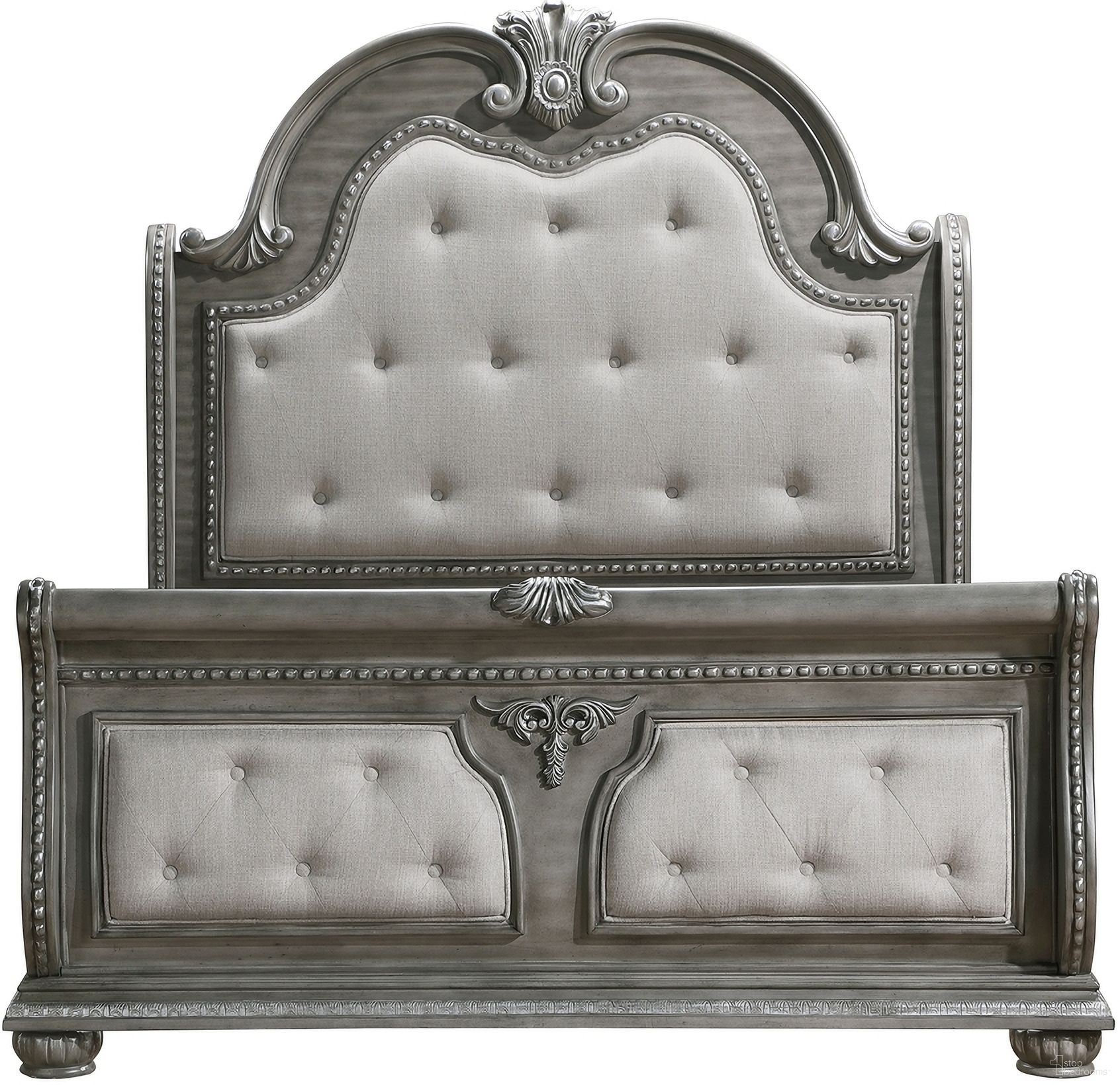 The appearance of Bennington Eastern King Panel Bed In Gray designed by Homelegance in the traditional interior design. This gray piece of furniture was selected by 1StopBedrooms from Bennington Collection to add a touch of cosiness and style into your home. Sku: 1583K-1;1583K-2;1583-3;1583-1P. Bed Type: Panel Bed. Bed Size: King. Material: Textured.