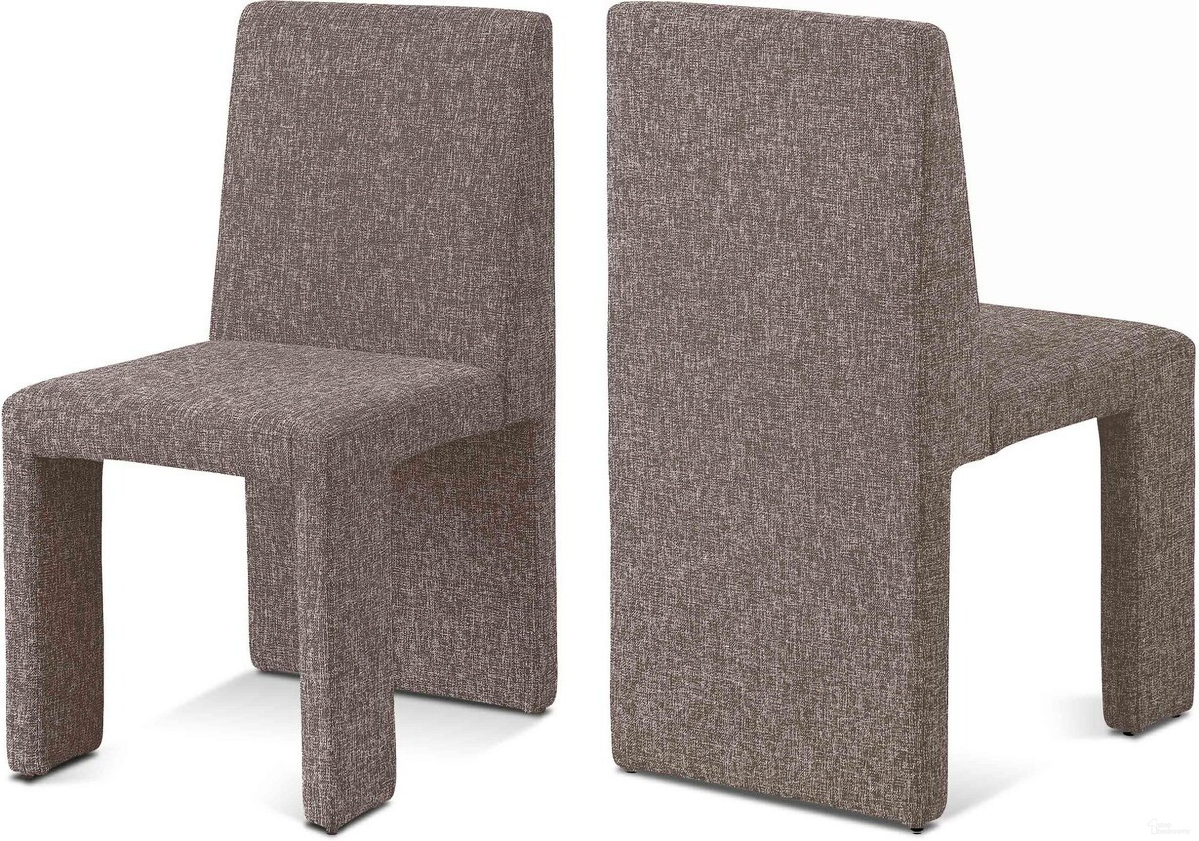 The appearance of Benson Linen Textured Fabric Dining Chair Set of 2 In Brown designed by Meridian in the modern / contemporary interior design. This brown piece of furniture was selected by 1StopBedrooms from Benson Collection to add a touch of cosiness and style into your home. Sku: 751Brown-C. Material: Wood. Chair Type: Side Chair.