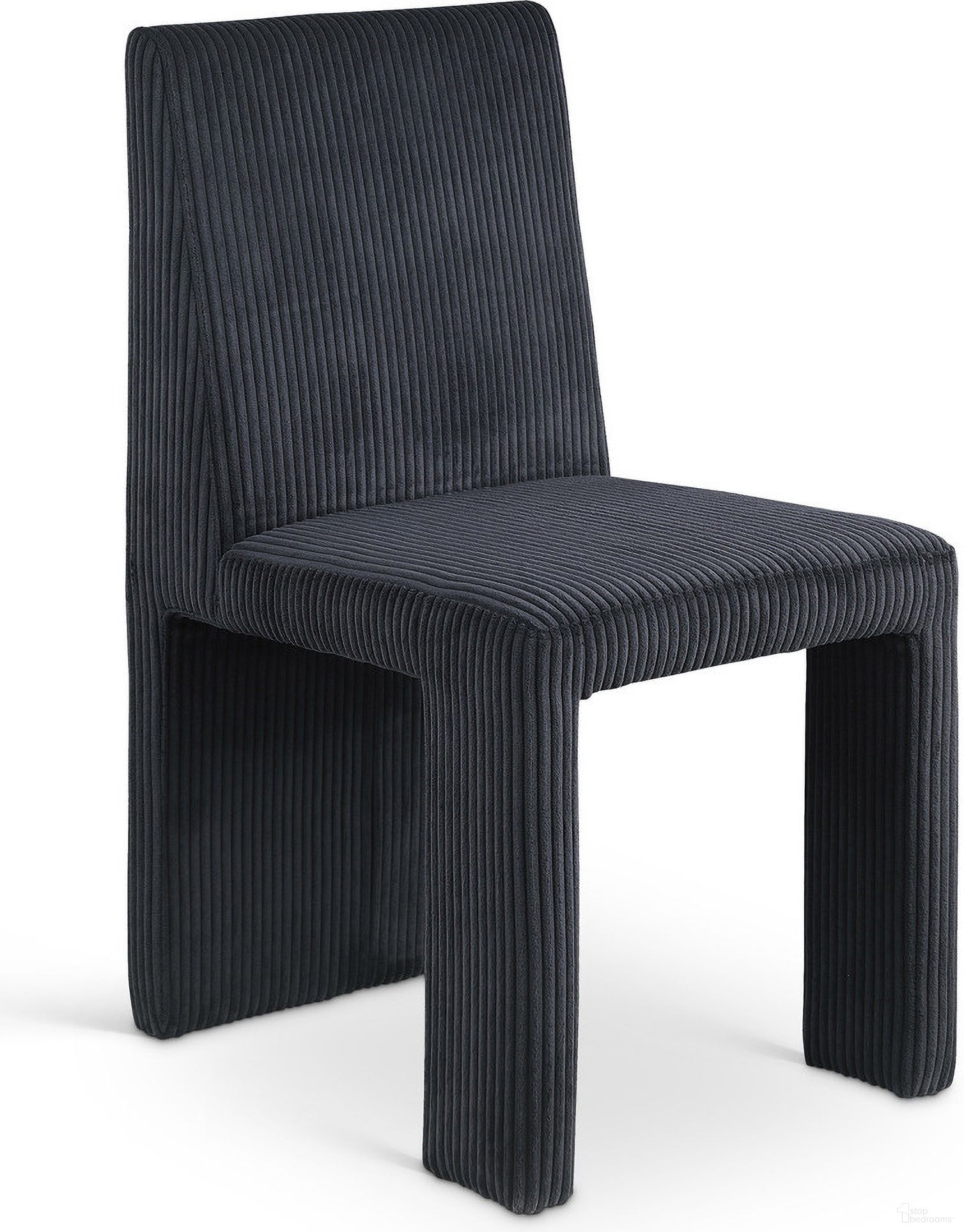 Benson Microsuede Corduroy Fabric Dining Chair Set of 2 In Black