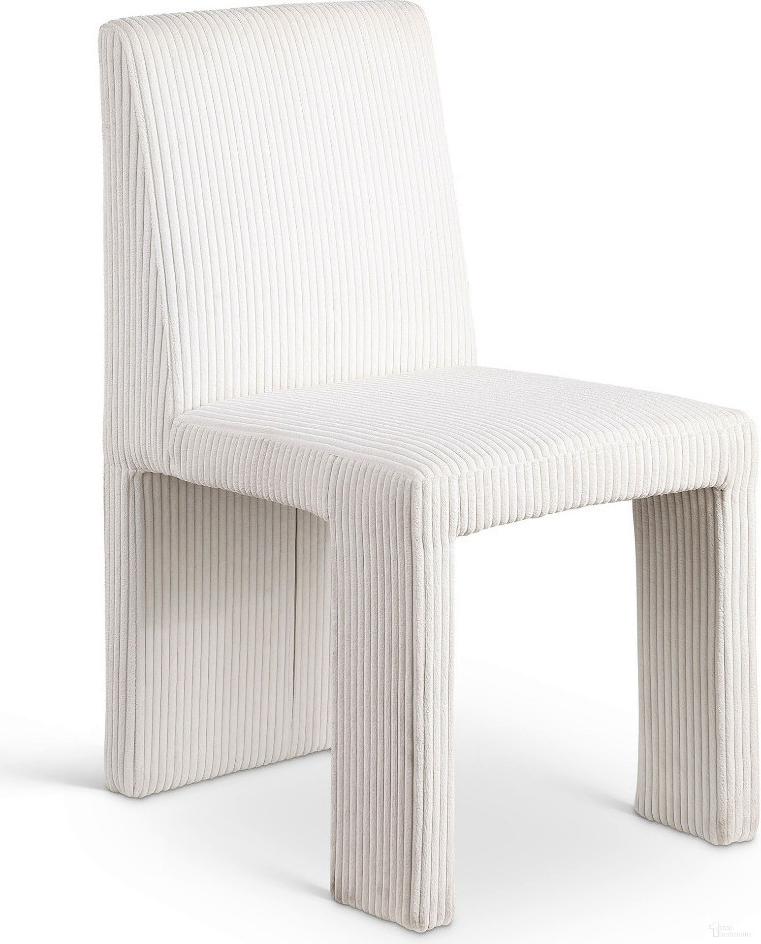 Benson Microsuede Corduroy Fabric Dining Chair Set of 2 In Cream