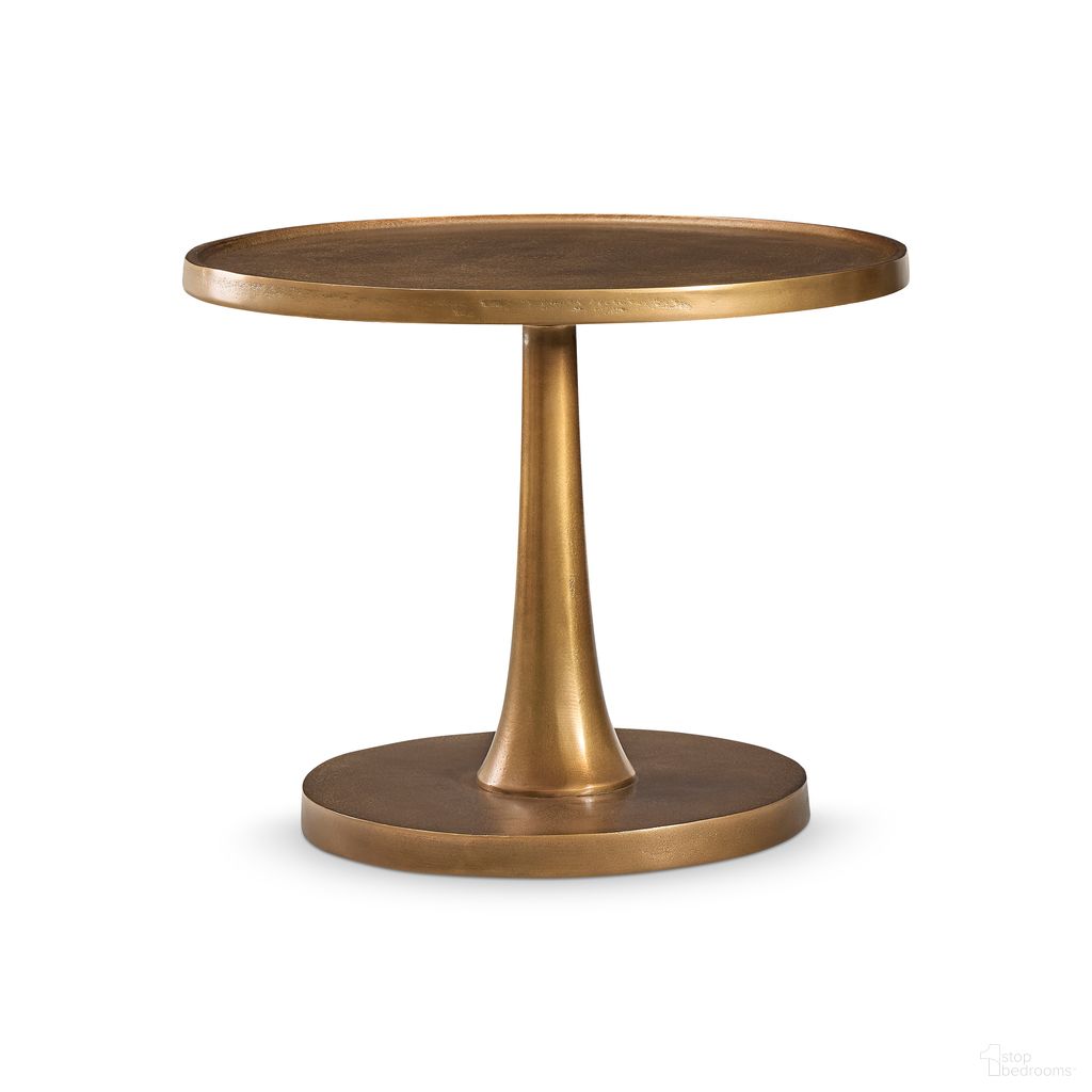 The appearance of Benson Round Chairside Table designed by Bernhardt in the modern / contemporary interior design. This vintage brass piece of furniture  was selected by 1StopBedrooms from Benson Collection to add a touch of cosiness and style into your home. Sku: 438125. Material: Aluminum.