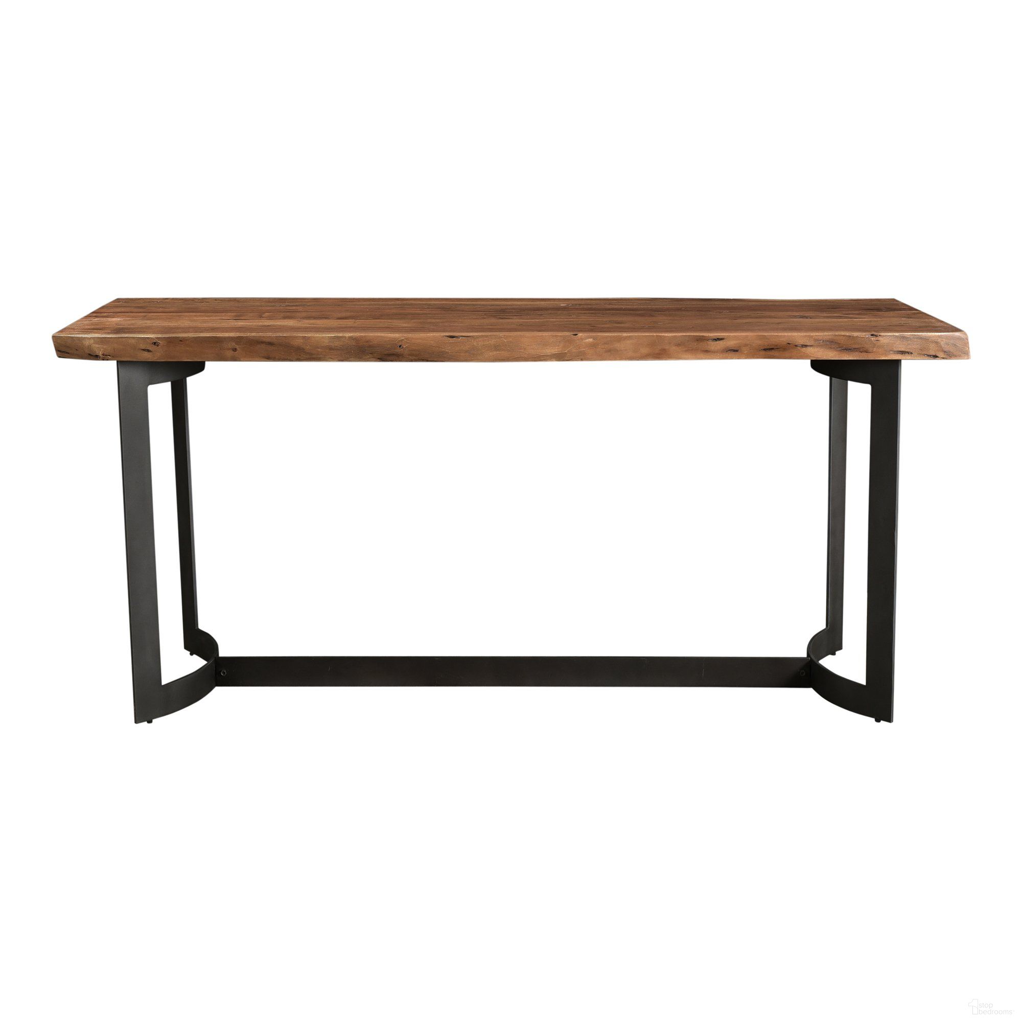The appearance of Bent Brown Counter Height Dining Table designed by Moes Home in the transitional interior design. This brown piece of furniture  was selected by 1StopBedrooms from Bent Collection to add a touch of cosiness and style into your home. Sku: VE-1039-03-0. Table Base Style: Trestle. Material: Wood. Table Top Shape: Rectangular. Size: 28" x 80".