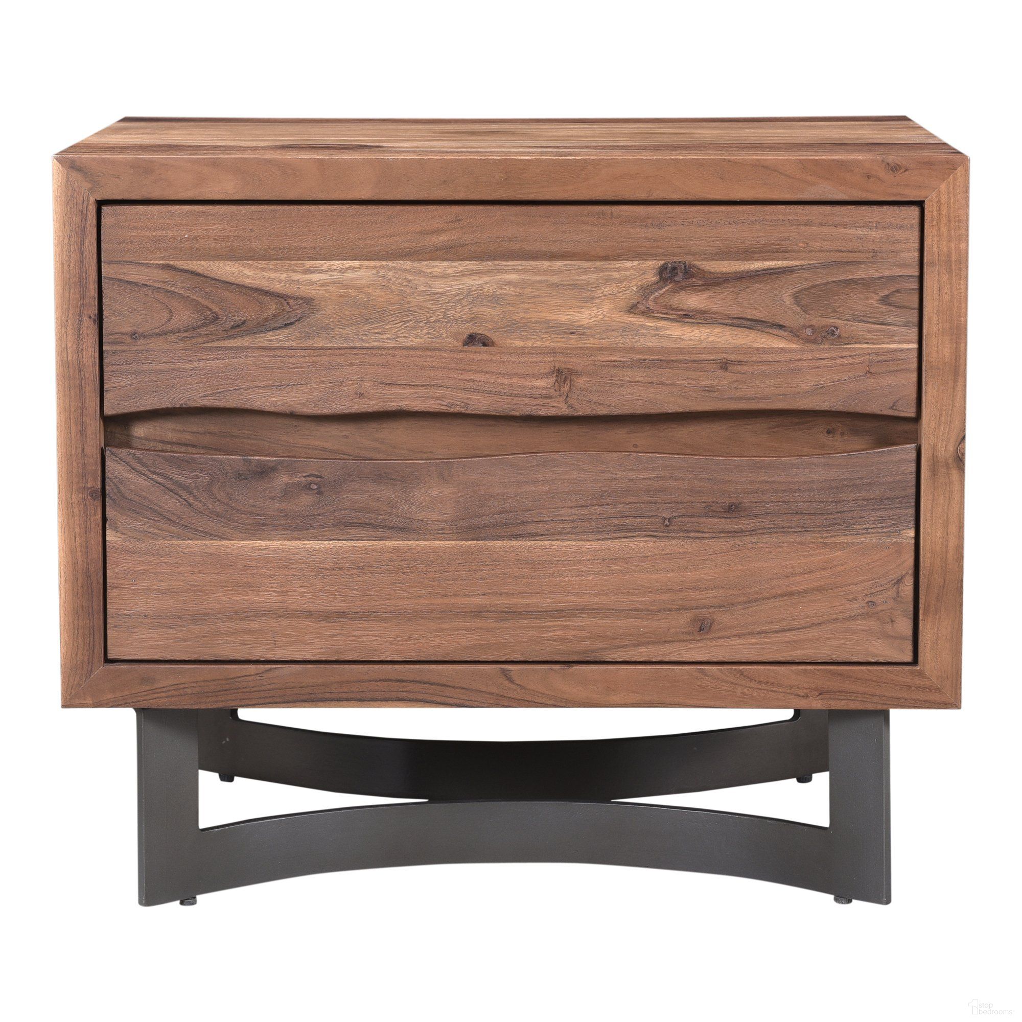 The appearance of Bent Nightstand Smoked designed by Moes Home in the industrial interior design. This gunmetal piece of furniture  was selected by 1StopBedrooms from Bent Collection to add a touch of cosiness and style into your home. Sku: VE-1096-03-0. Material: Wood.