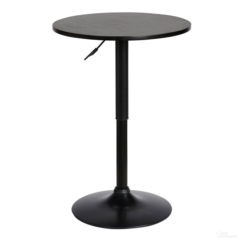 The appearance of Bentley Adjustable Pub Table In Black Brushed Wood and Black Metal Finish designed by Armen Living in the modern / contemporary interior design. This black piece of furniture was selected by 1StopBedrooms from Bentley Collection to add a touch of cosiness and style into your home. Sku: LCBEPUBLK. Table Top Shape: Round. Material: Metal.