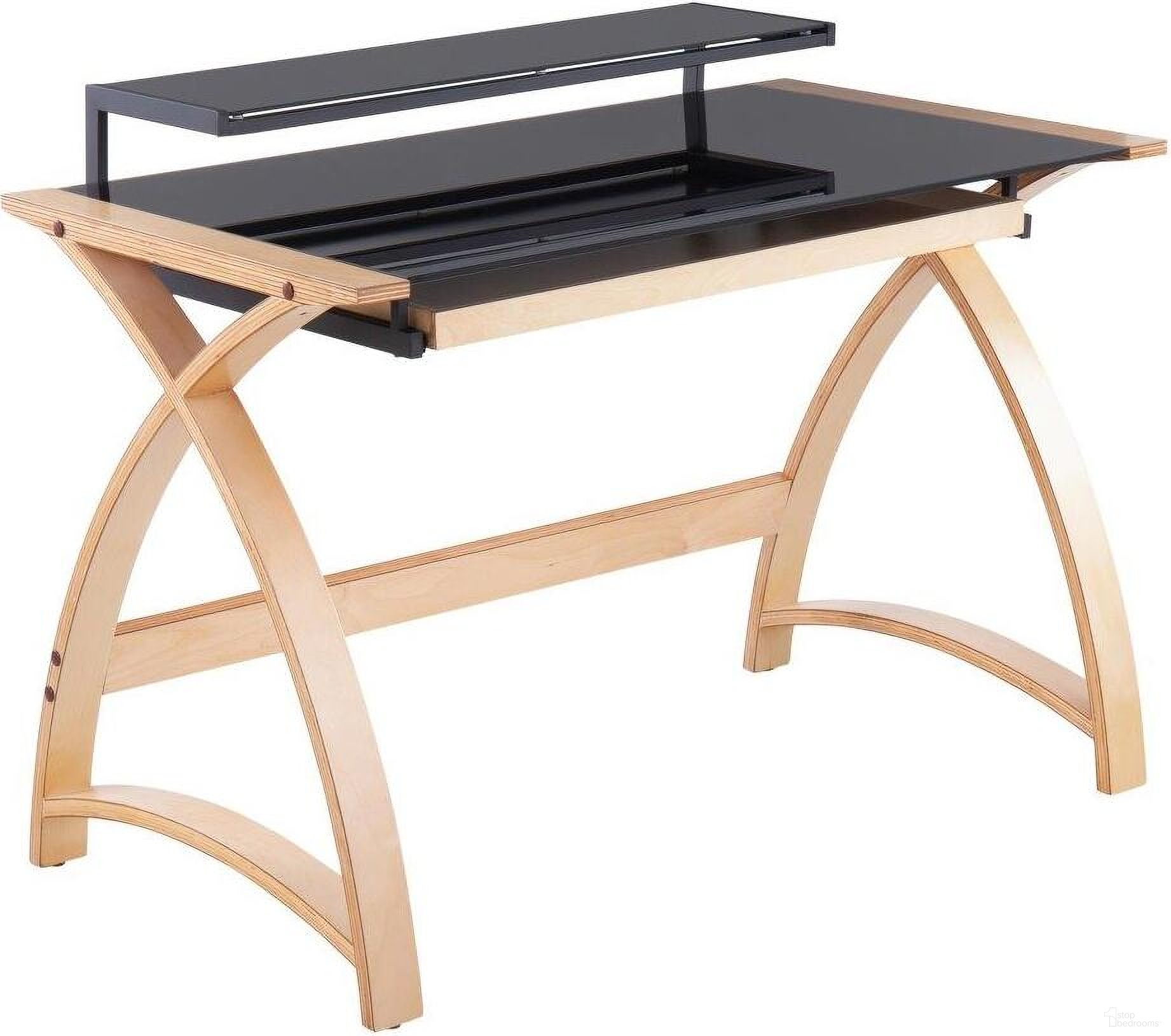 The appearance of Bentley Mid-Century Modern Office Desk In Natural Wood And Black Glass designed by Lumisource in the transitional interior design. This natural wood piece of furniture was selected by 1StopBedrooms from Bentley Collection to add a touch of cosiness and style into your home. Sku: OFD-BENTLEY NABK. Material: Glass.