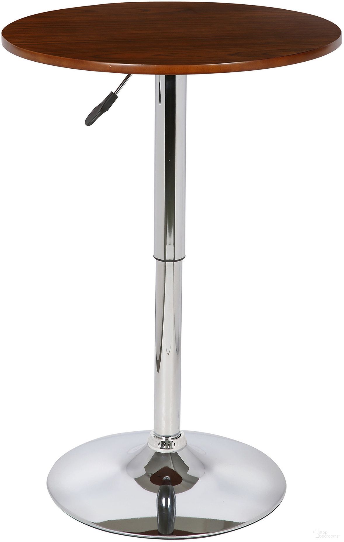 The appearance of Bentley Adjustable Pub Table In Walnut Wood and Chrome Finish designed by Armen Living in the modern / contemporary interior design. This chrome piece of furniture was selected by 1StopBedrooms from Bentley Collection to add a touch of cosiness and style into your home. Sku: LCBEPUWA. Table Top Shape: Round. Material: Wood.
