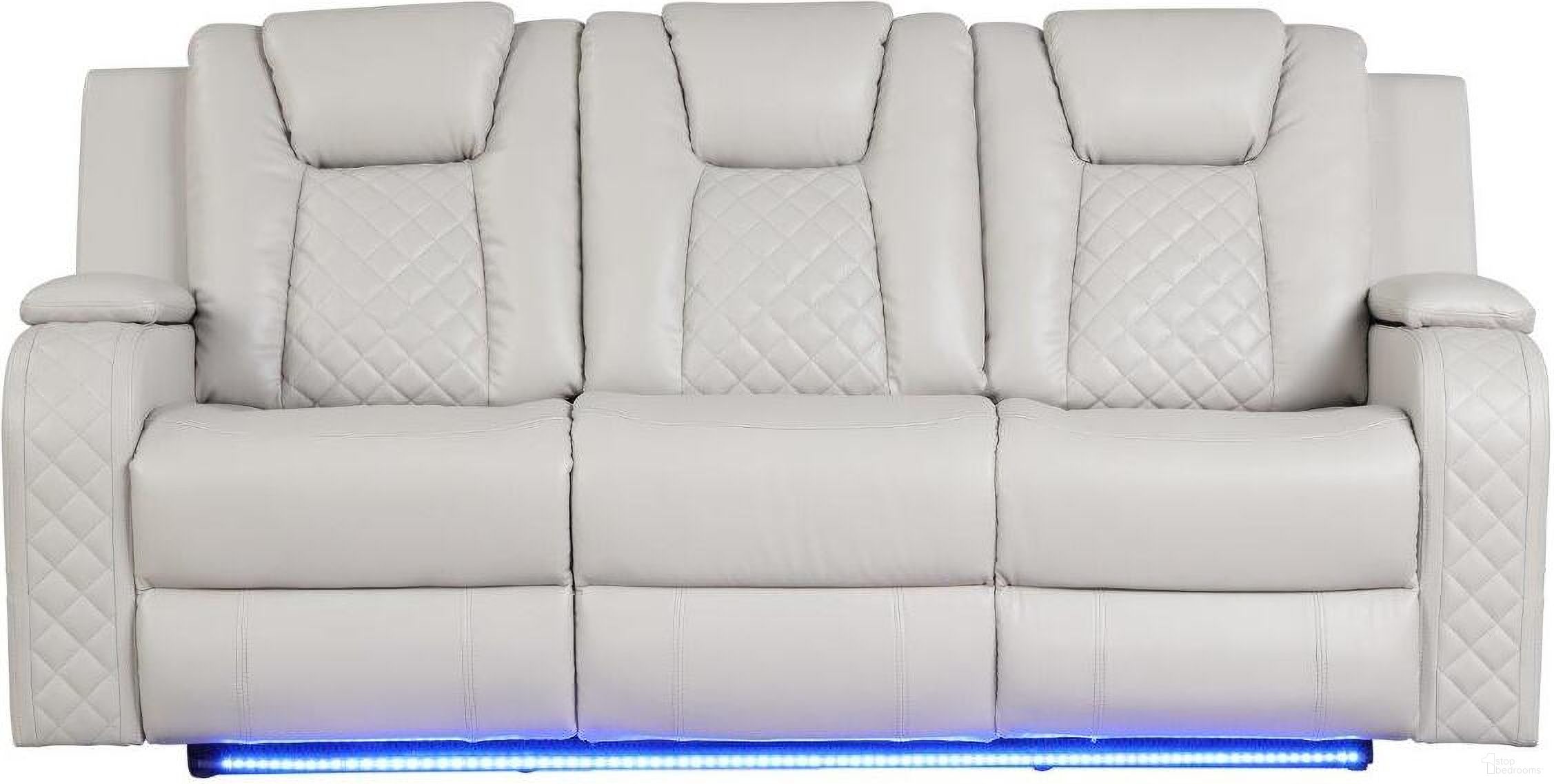The appearance of Benz Led and Power Reclining Sofa Made With Faux Leather In Ice designed by Galaxy Home Furnishings in the modern / contemporary interior design. This ice piece of furniture was selected by 1StopBedrooms from Benz Collection to add a touch of cosiness and style into your home. Sku: 659436286627. Material: Faux Leather.