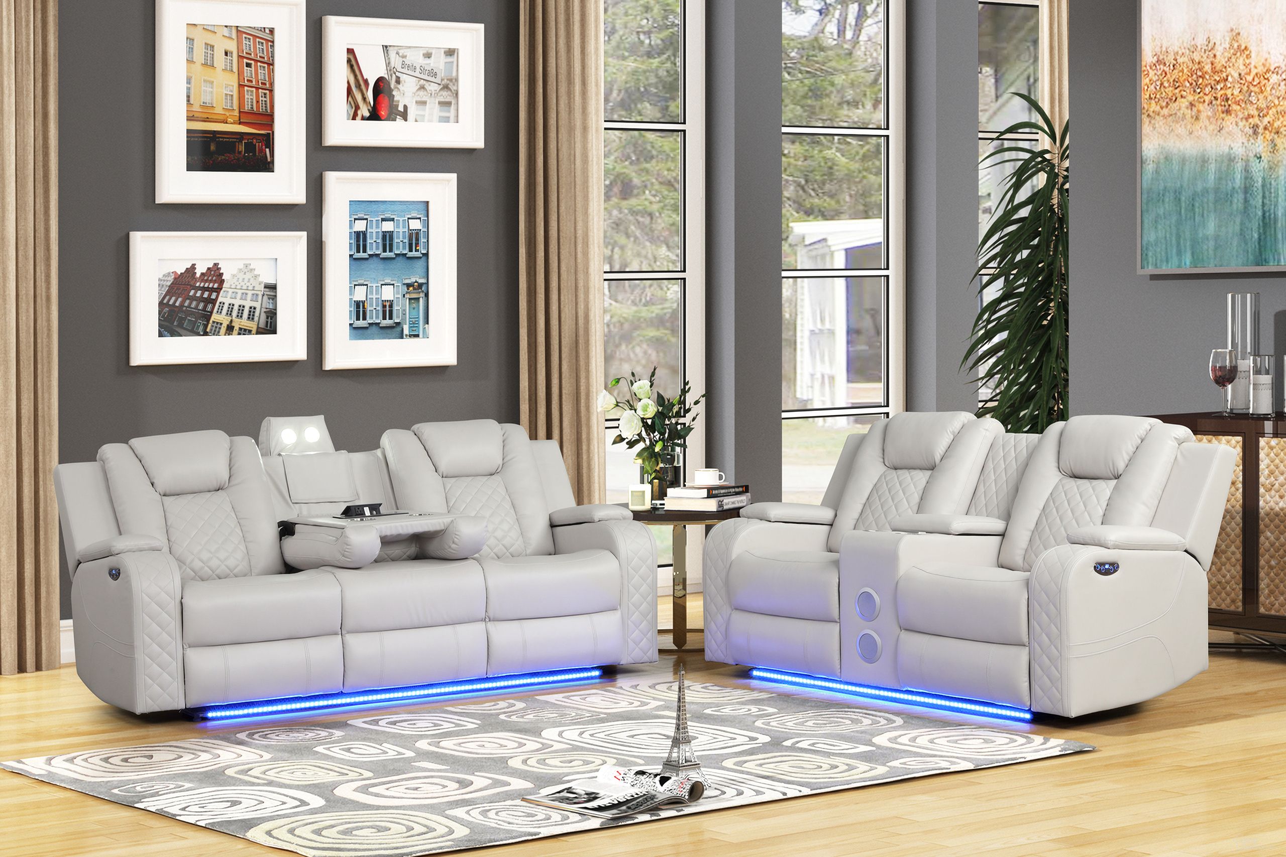 The appearance of Benz Living Room Set In Ice designed by Galaxy Home Furnishings in the modern / contemporary interior design. This ice piece of furniture was selected by 1StopBedrooms from Benz Collection to add a touch of cosiness and style into your home. Sku: 659436286627;659436352759. Material: Faux Leather.