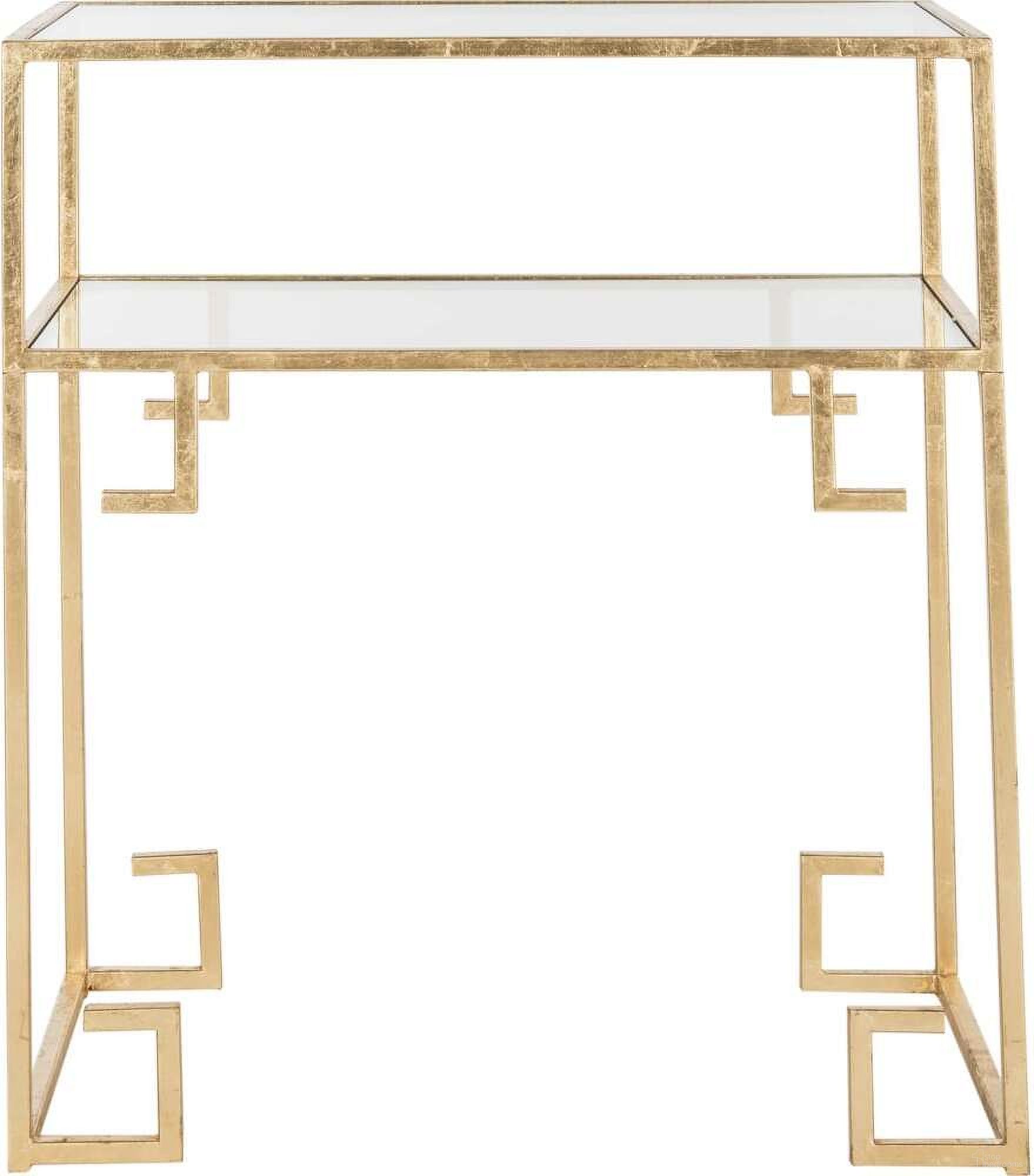 Berdine Gold Leaf Glass Top Greek Key Table